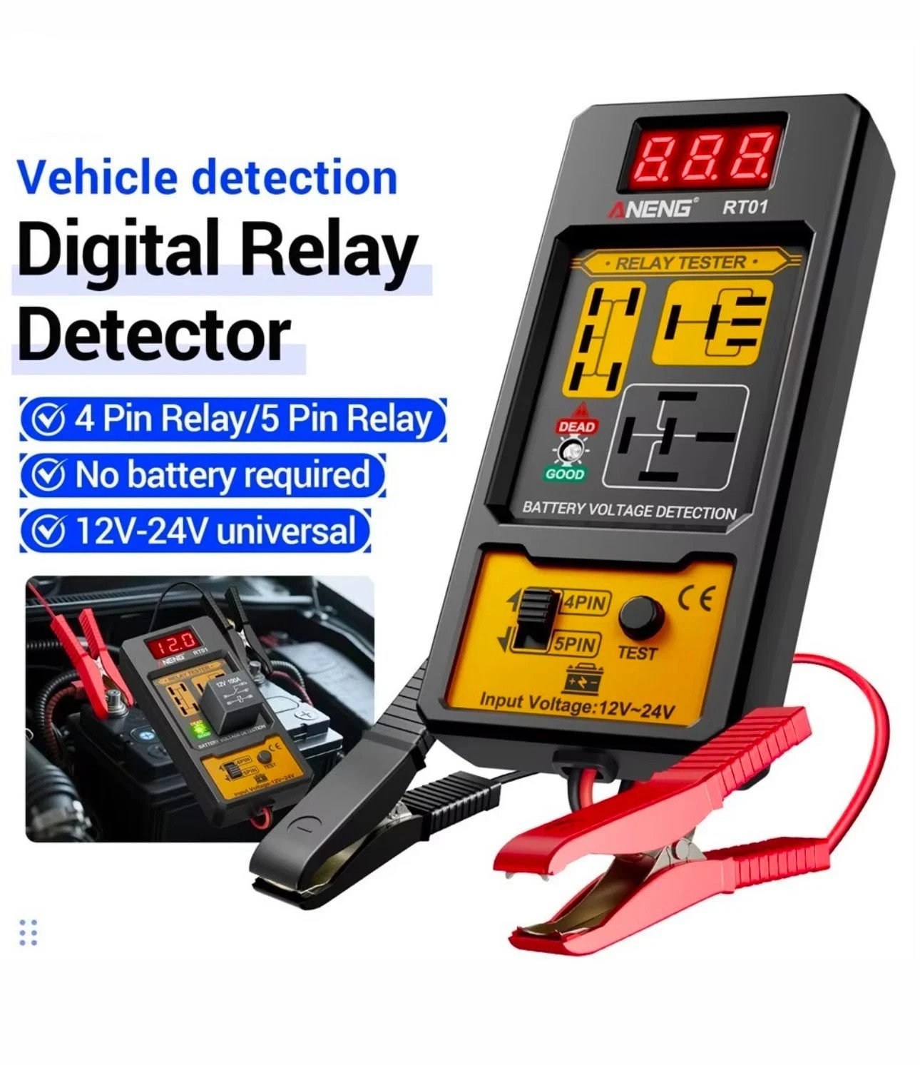 New Automotive Electronic Relay Car Relay Tester -4/5Pin 12V Car Diagnostic Tool