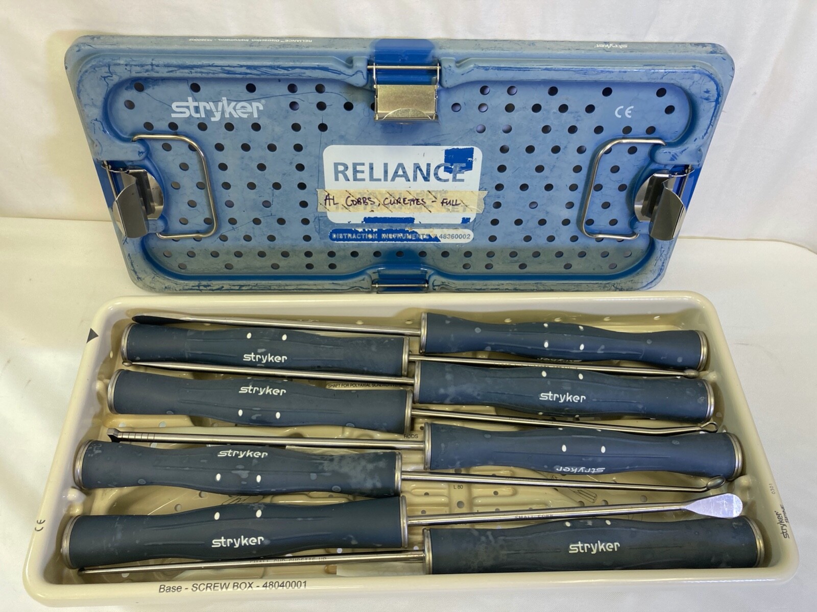 Set of 8 Stryker Reliance Anterior Lumbar Instruments 20\