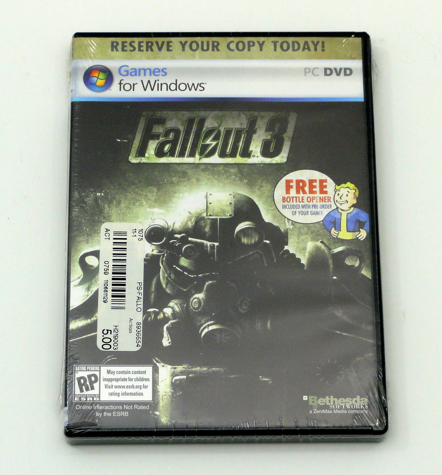 Fallout 3 Pre-Order With Bottle Opener - BRAND NEW - FACTORY WRAPPED & MINT