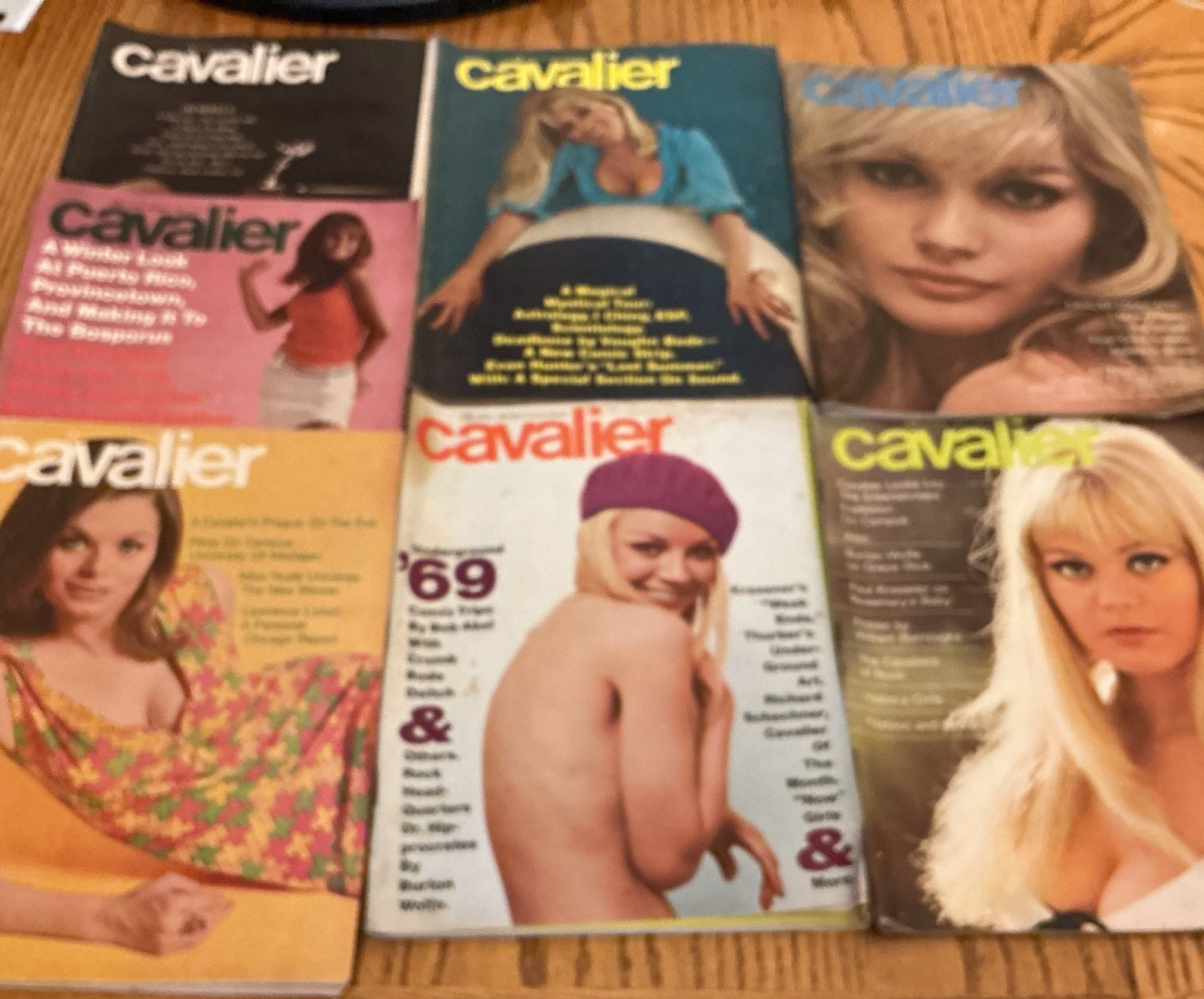 Vintage Cavalier Magazine Lot of 7 Men’s Interest Pulp Magazines 1968- 1969