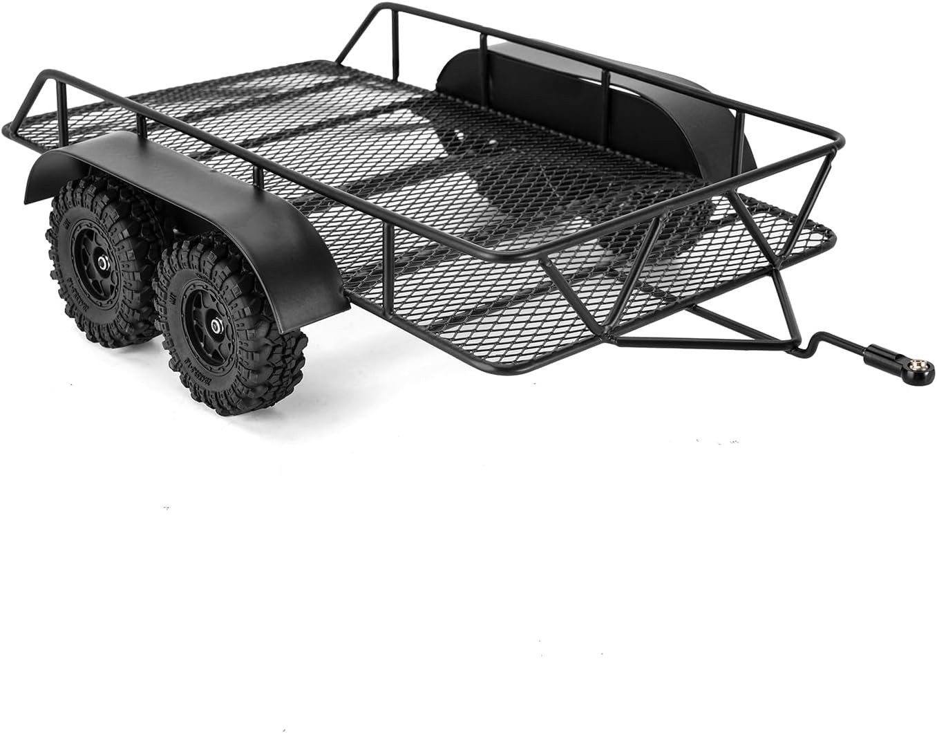 INJORA RC Trailer for Hauling Behind Car - Metal Hitch Mount Small, Black 