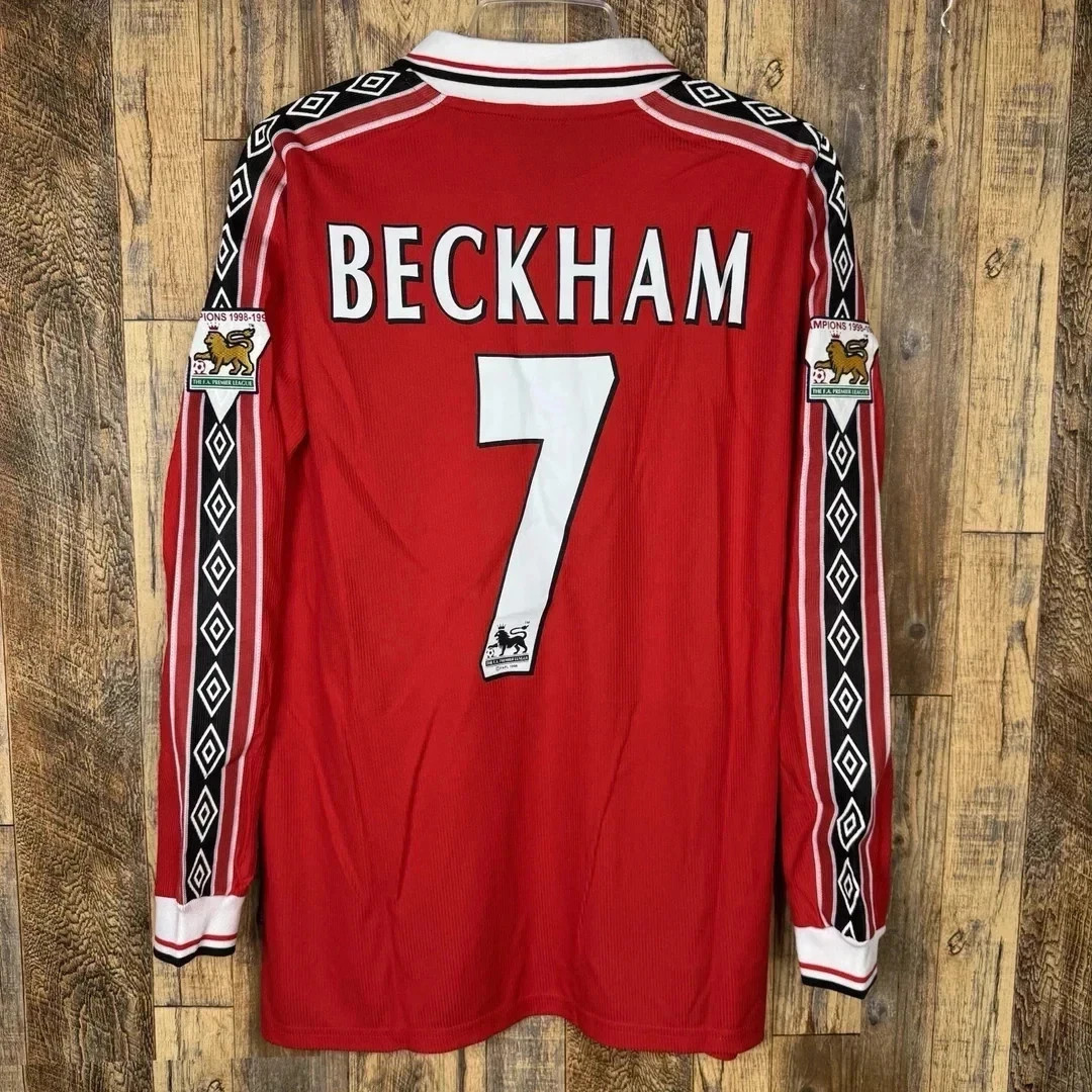 Manchester United 1999-00 Home Soccer Long Sleeve Jersey BECKHAM #7 Umbro Manchester United 1999-00 Home Soccer Long Sleeve Jersey BECKHAM #7 Umbro