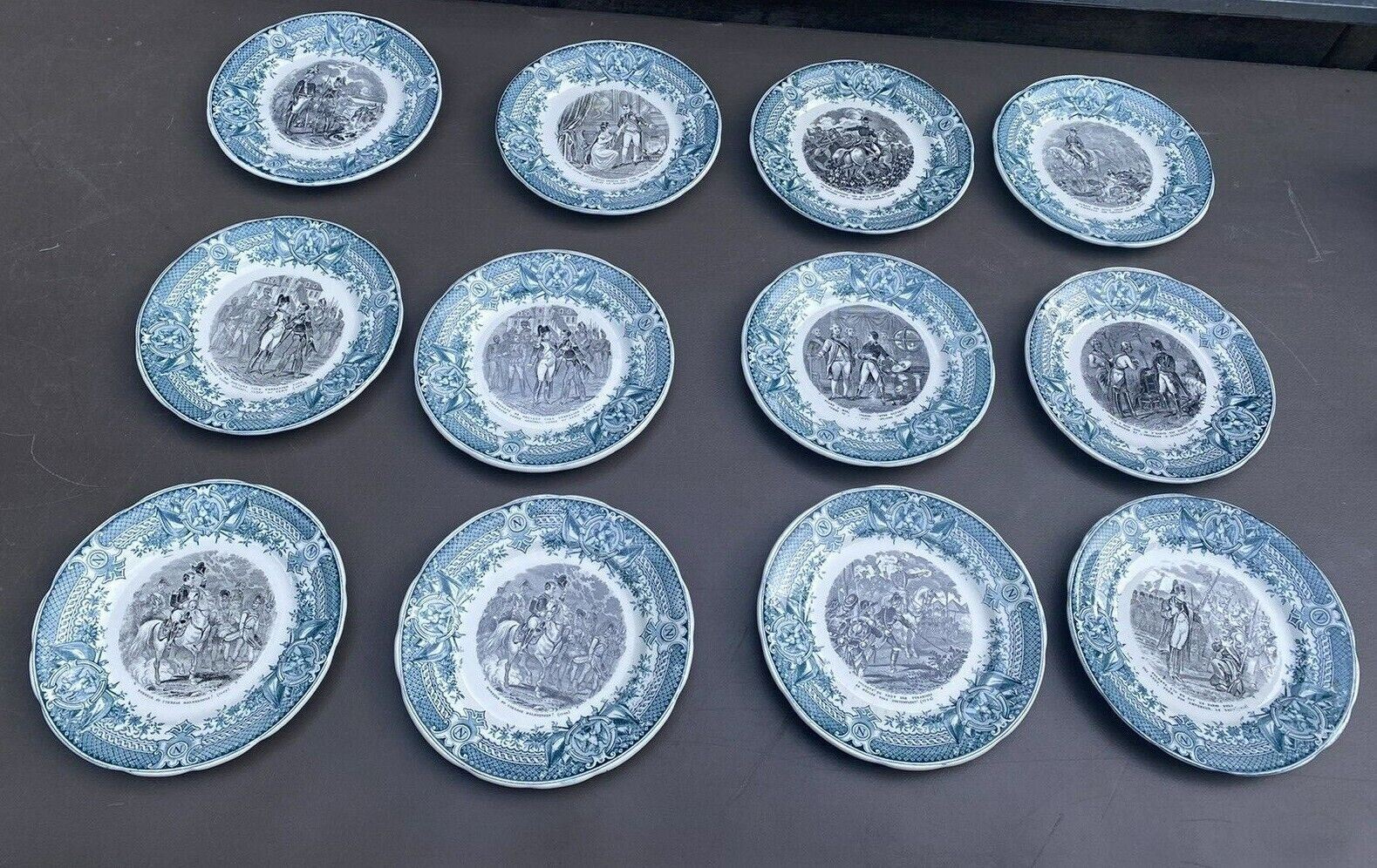 12 ANTIQUE VICTORIAN PORCELAIN NAPOLEON BATTLEFIELD 7.5