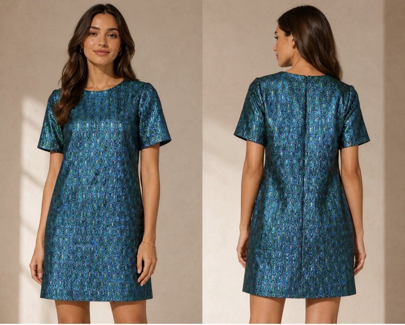 NWOT Tuckernuck Pomander Place Pavo Jacquard Mae Mini Dress Blue Peacock Medium NWOT Tuckernuck Pomander Place Pavo Jacquard Mae Mini Dress Blue Peacock Medium