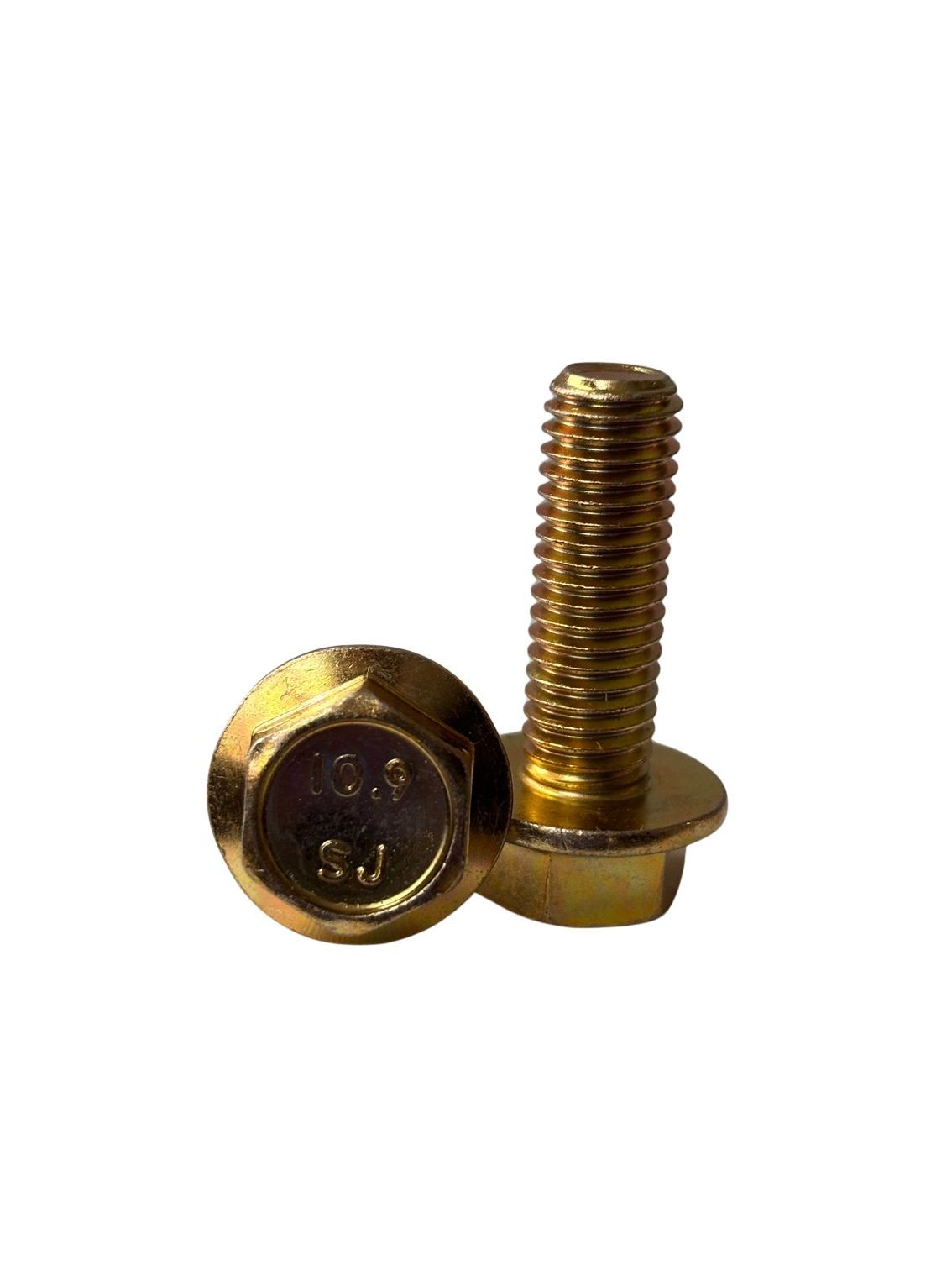 50 pcs M10-1.5x30 Hex Flange Frame Bolt Class 10.9 DIN 6921 Zinc Yellow