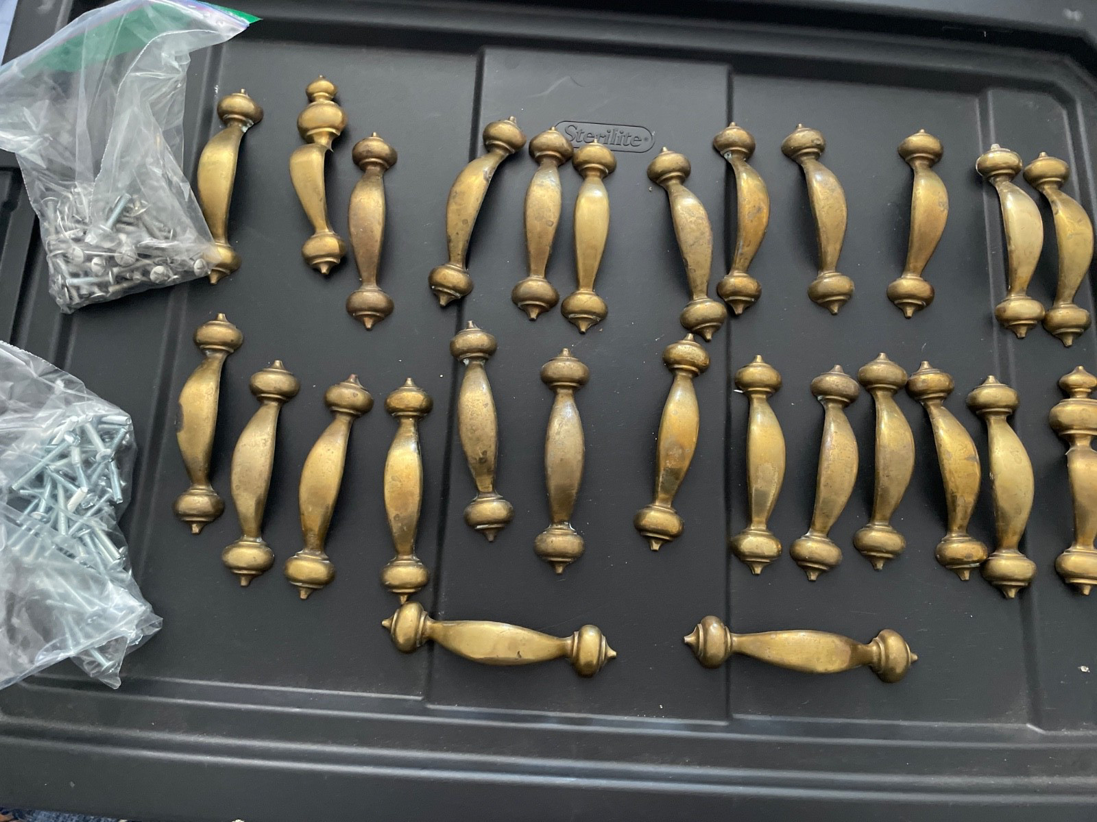 25 Vintage Keeler Brass Co KBC Drawer Pulls Handles 3.5” center  with Screws