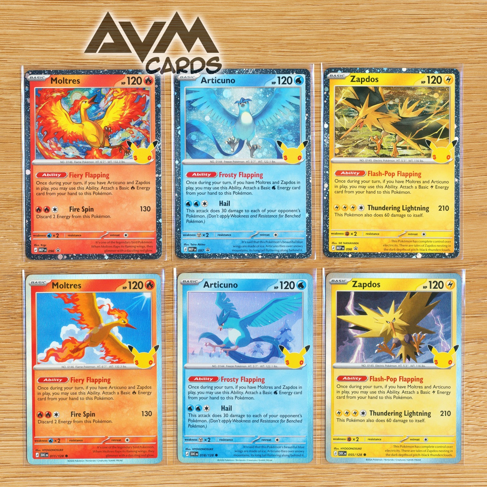 Pokemon 30th Celebrations - Legendary Birds Promo Set Moltres Articuno Zapdos Pokemon 30th Celebrations - Legendary Birds Promo Set Moltres Articuno Zapdos