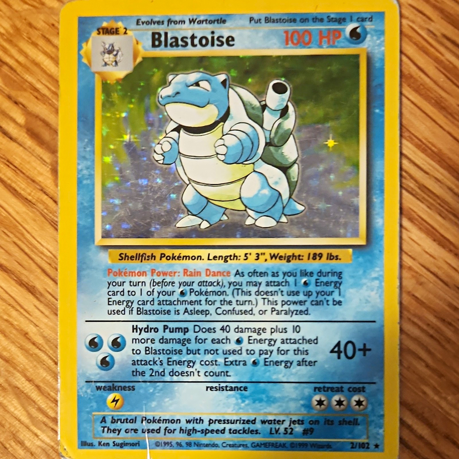 Blastoise 2/102 Base Set Holo Rare 1999 Pokémon TCG Card English HP 100 Blastoise 2/102 Base Set Holo Rare 1999 Pokémon TCG Card English HP 100
