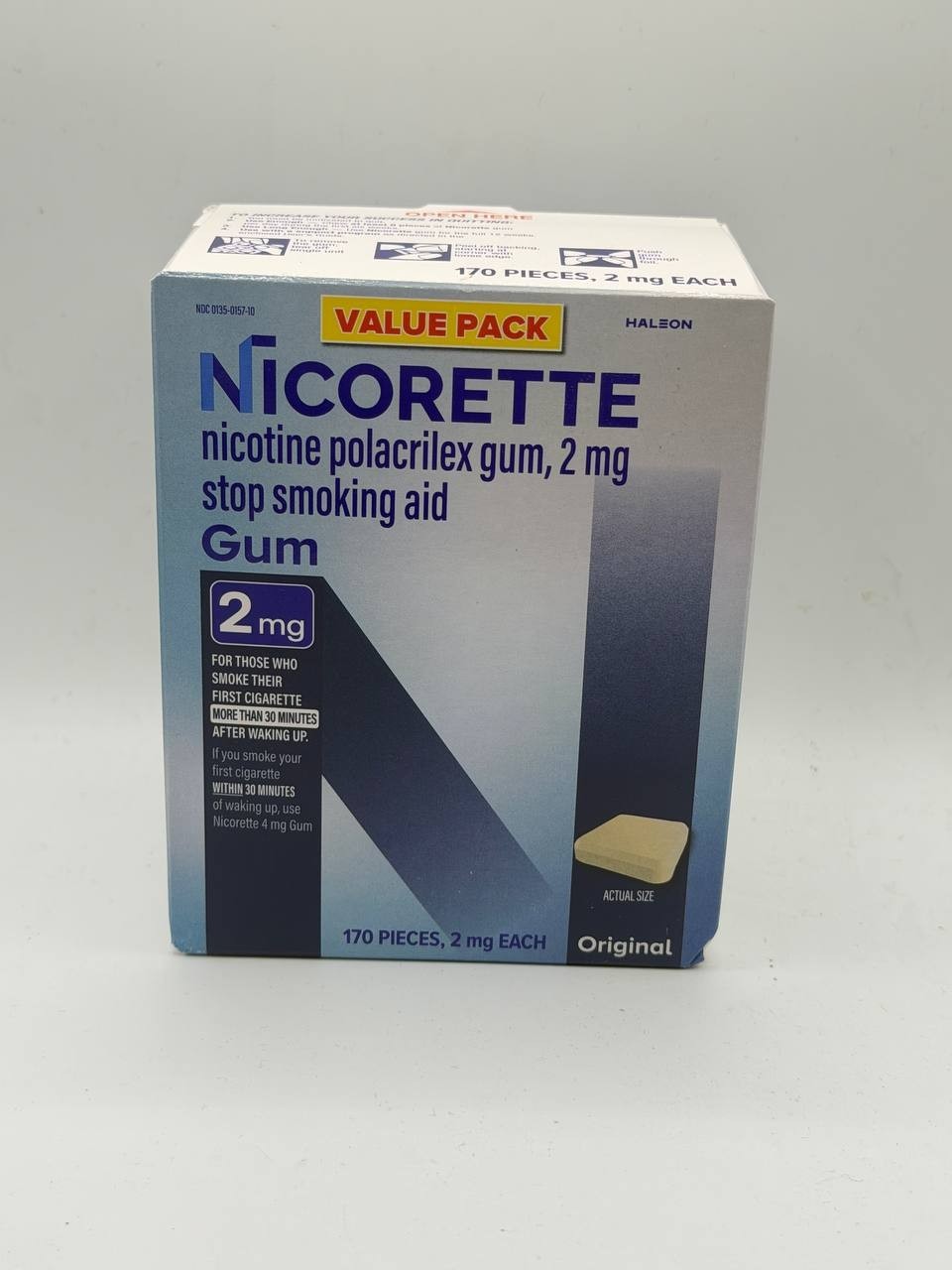 Nicorette 2mg Nicotine Gum Stop Smoking Aid Original 170 Pieces Value Pack