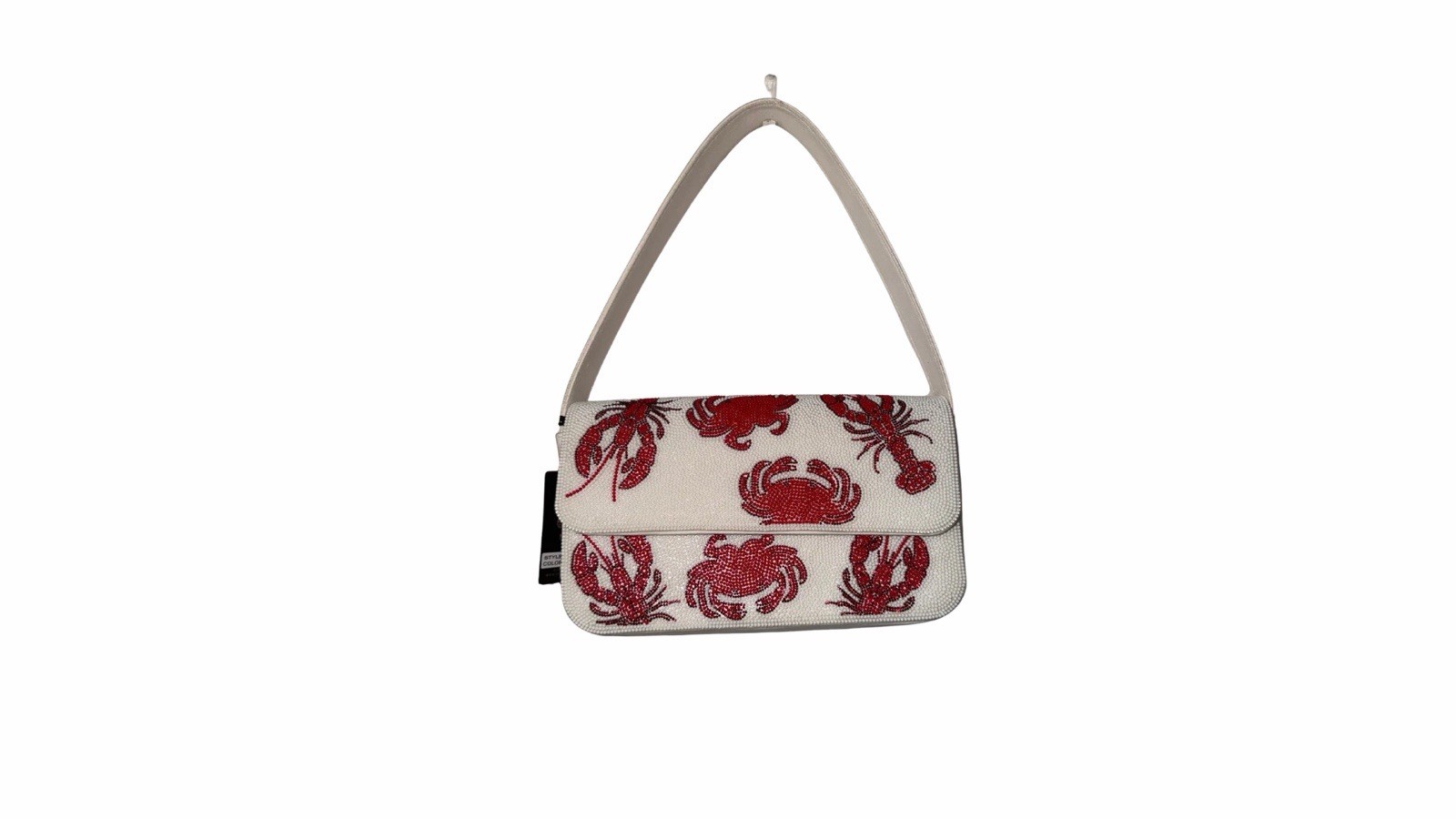 New Sincerely Jules Viral Crab Lobster White Red Beaded Shoulder Bag NWT