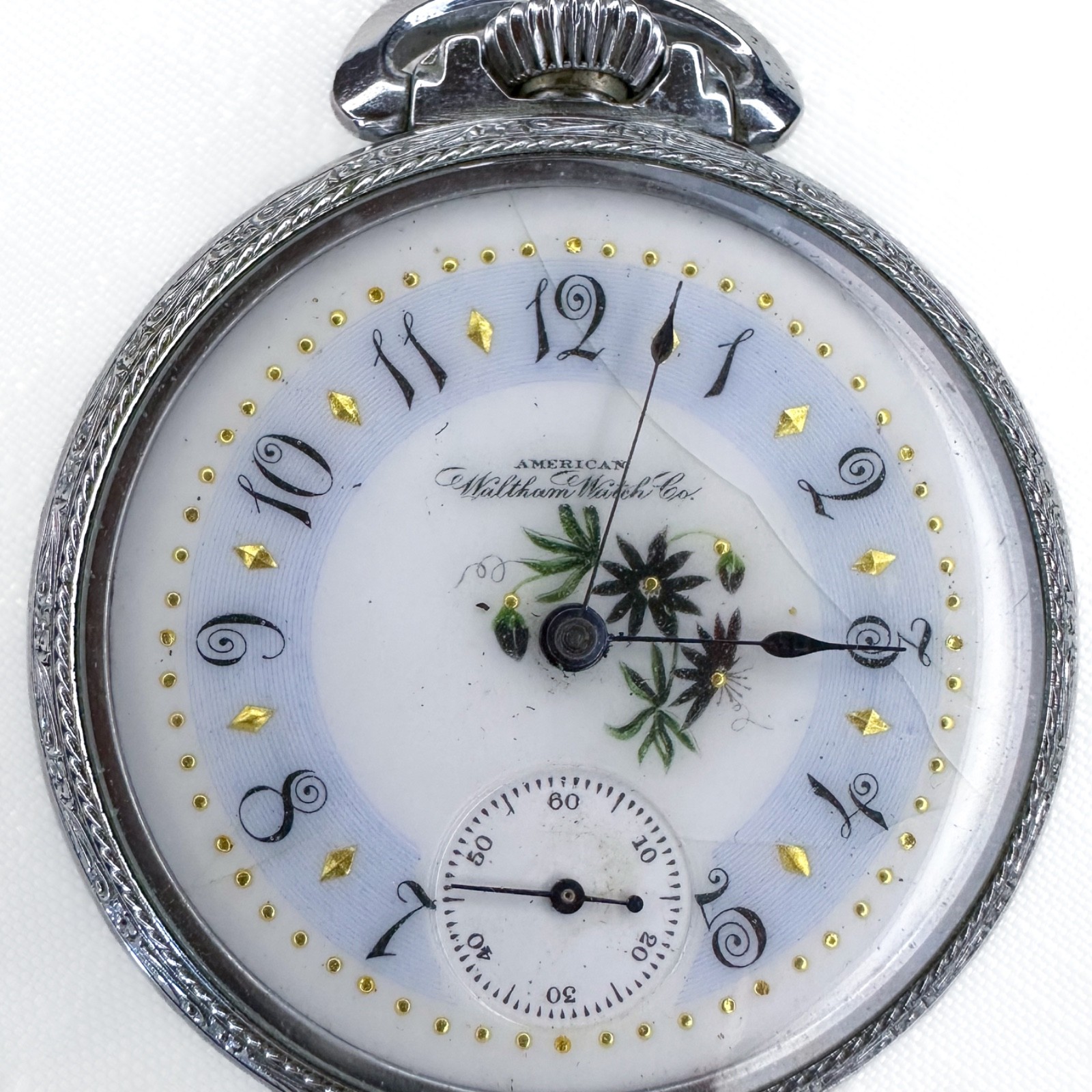 1891 Waltham Model 1888 Pocket Watch 16s 11J Fancy Enamel Dial Running