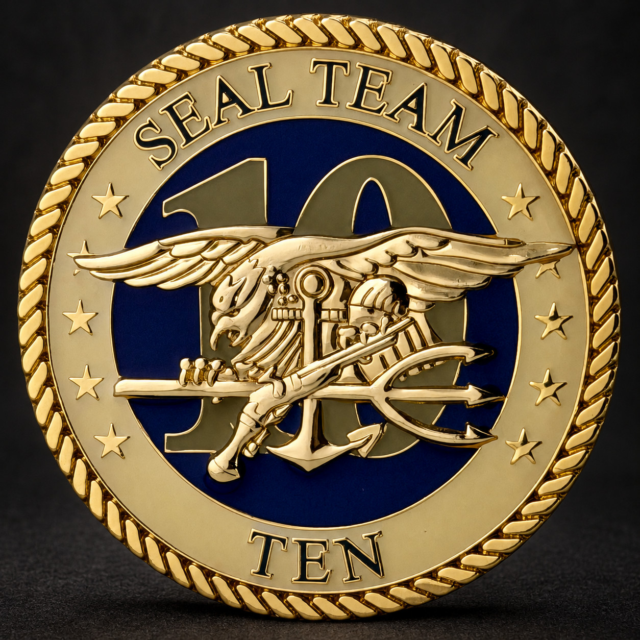 Navy SEAL Team 10 NSW Challenge Coin Victory Through Valor Trident EST 2002 ST10
