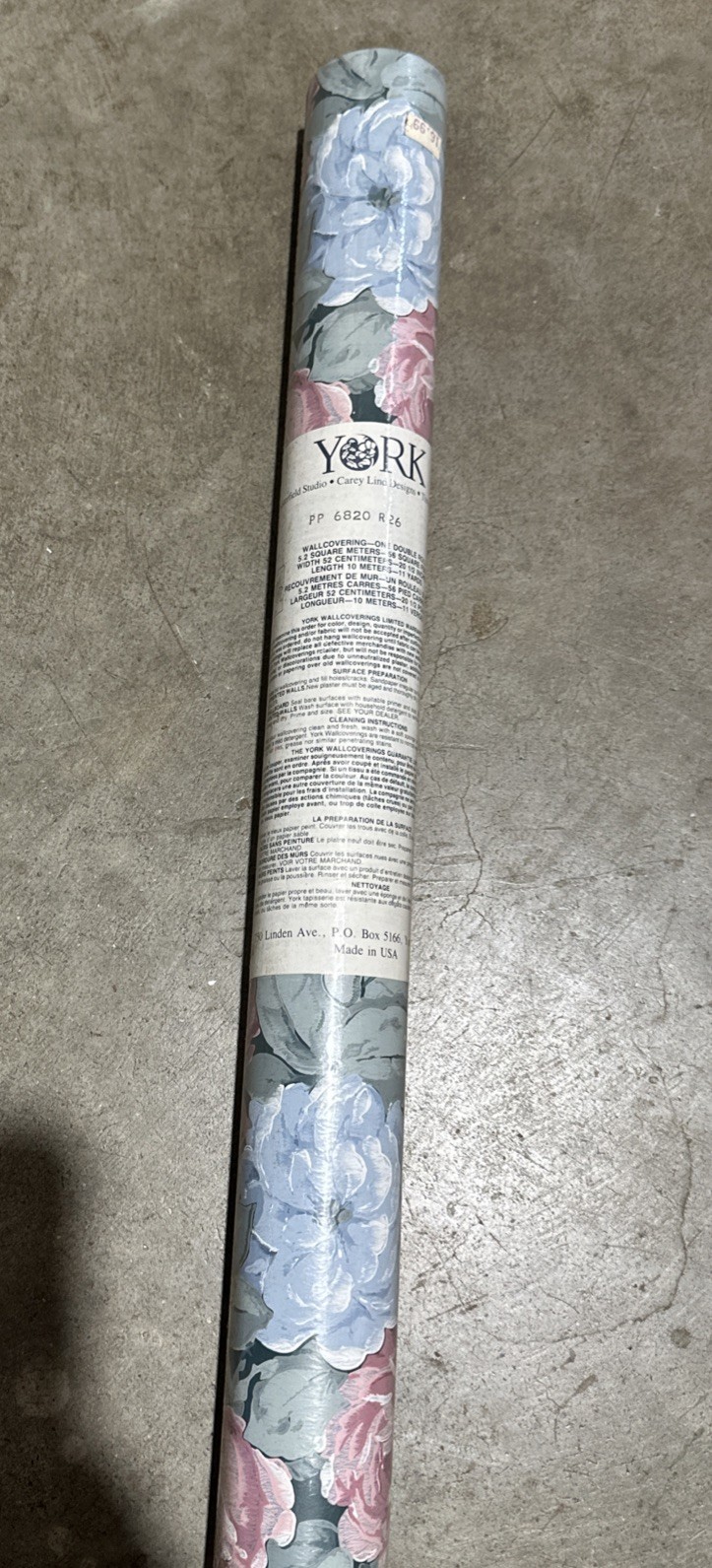 York Wallpaper  1990’s Floral Roses Green Blue pink J Chesterfield 56 sq ft 21 W