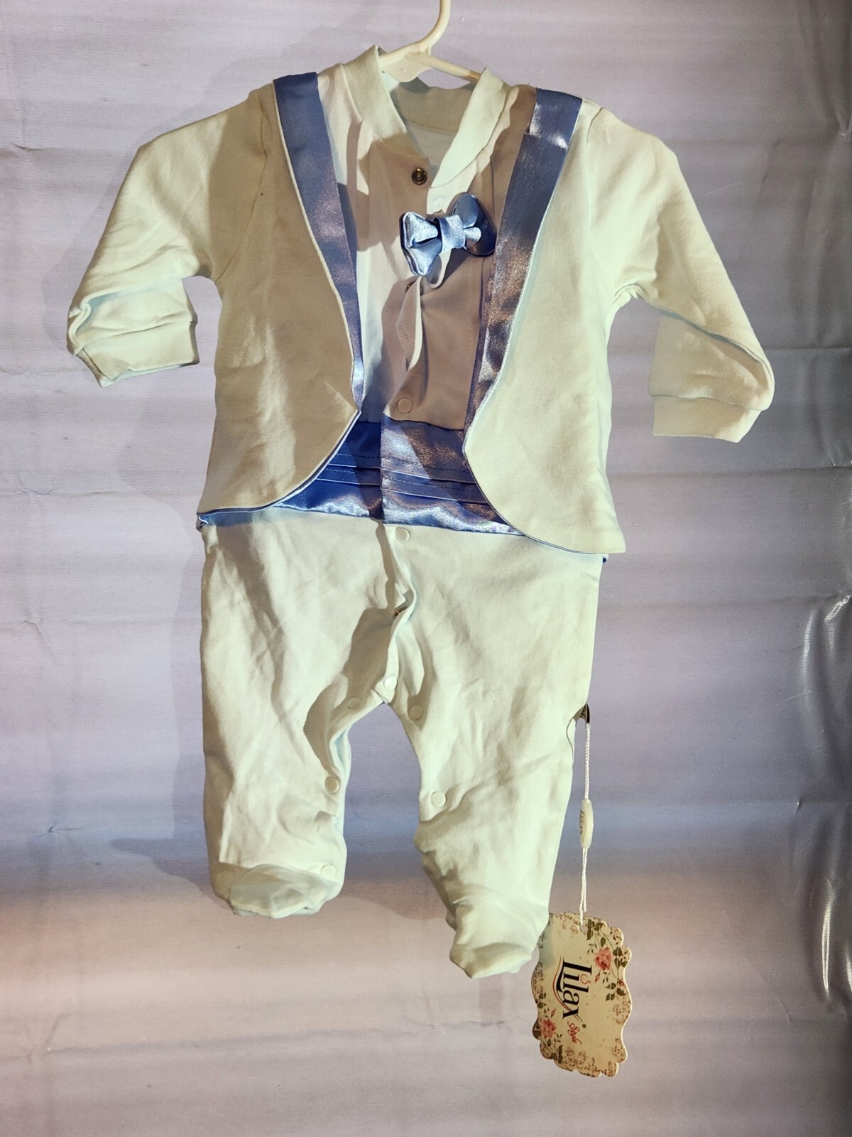 Lilax - Baby Boy Footie Tuxedo Outfit w/ Bow Tie - Size 3 Months