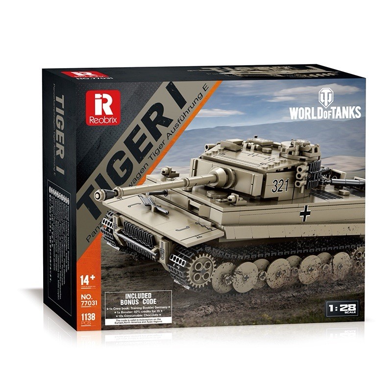 Brand New Original Reobrix World of Tanks Tiger-I 77031 1140pcs 1:28 For 14+ Brand New Original Reobrix World of Tanks Tiger-I 77031 1140pcs 1:28 For 14+