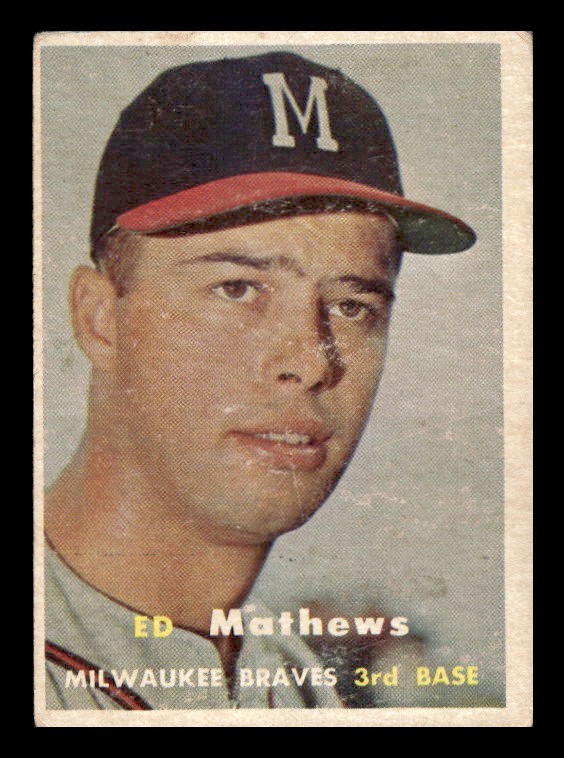 1957 Topps Baseball #250 ED MATHEWS HOF Milwaukee Braves GD (002)