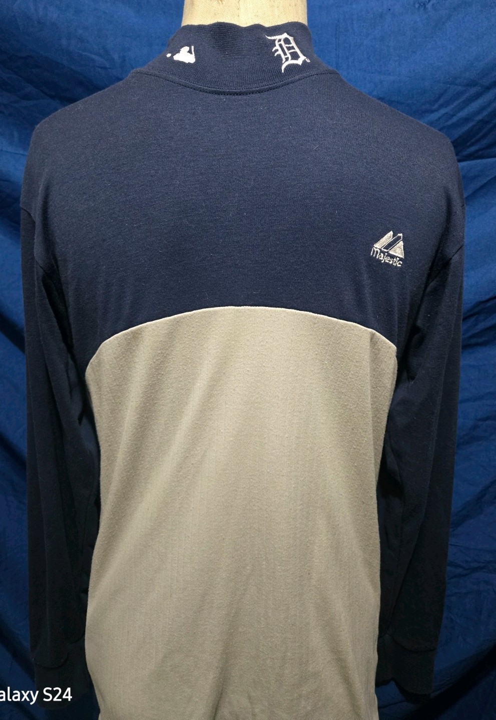 VTG 90s Majestic Detroit Tigers Mock Turtleneck Player Base Layer USA MENS L MED
