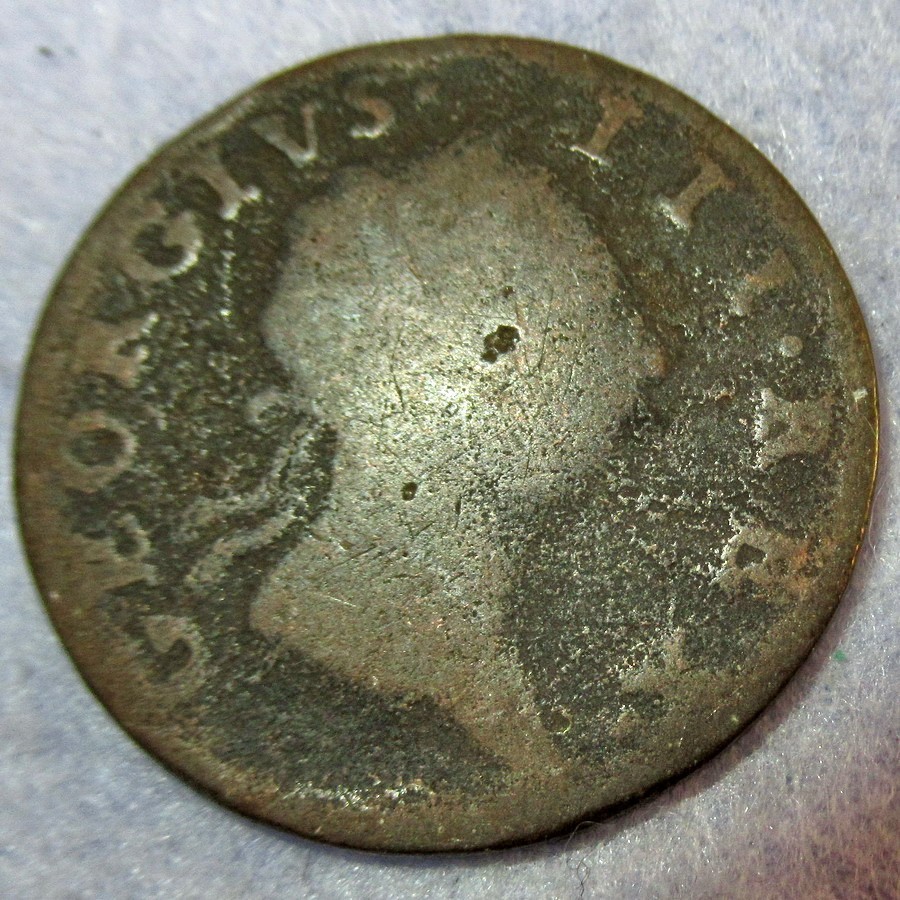 1769 Colonial Irish Half Penny George III King of America Colony Certificate Aut