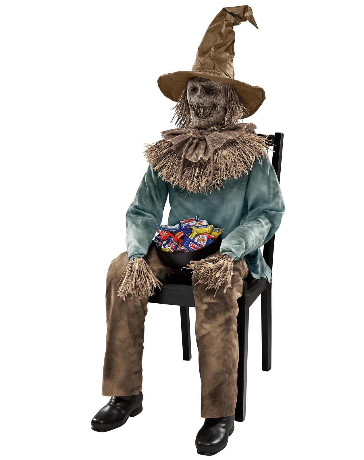 Spirit Halloween 4 Ft 6 In Scary Sitting Scarecrow Animatronic, Multicolor