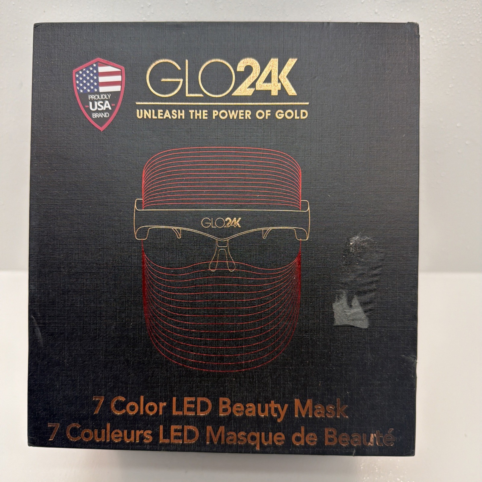 GLO24K 7 Color LED Beauty Mask Black Gold Rechargeable Facial Skin Rejuvenation
