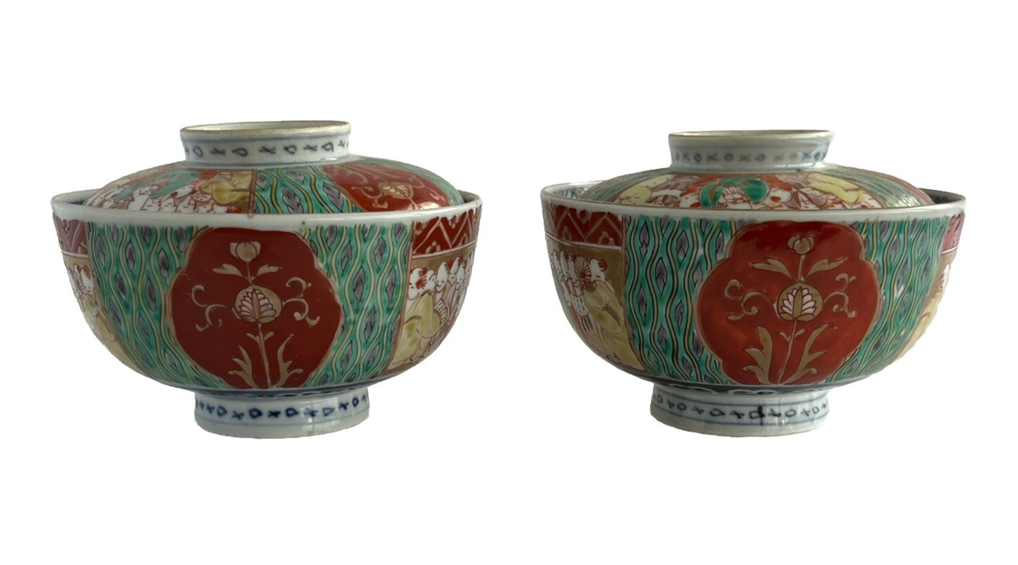 Japanese Imari Rice Bowls Fuki Chosun Meiji Period 1868-1912 Vintage Japanese Imari Rice Bowls Fuki Chosun Meiji Period 1868-1912 Vintage