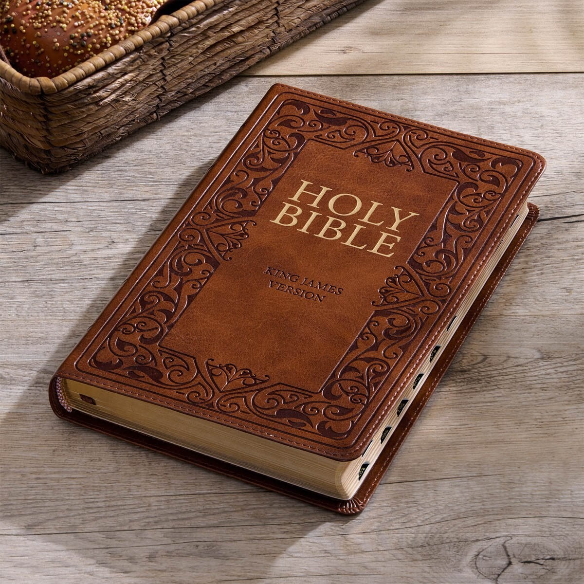 The Holy Bible Kings James Version Bible Thumb Indexed Red Letter / Brown 