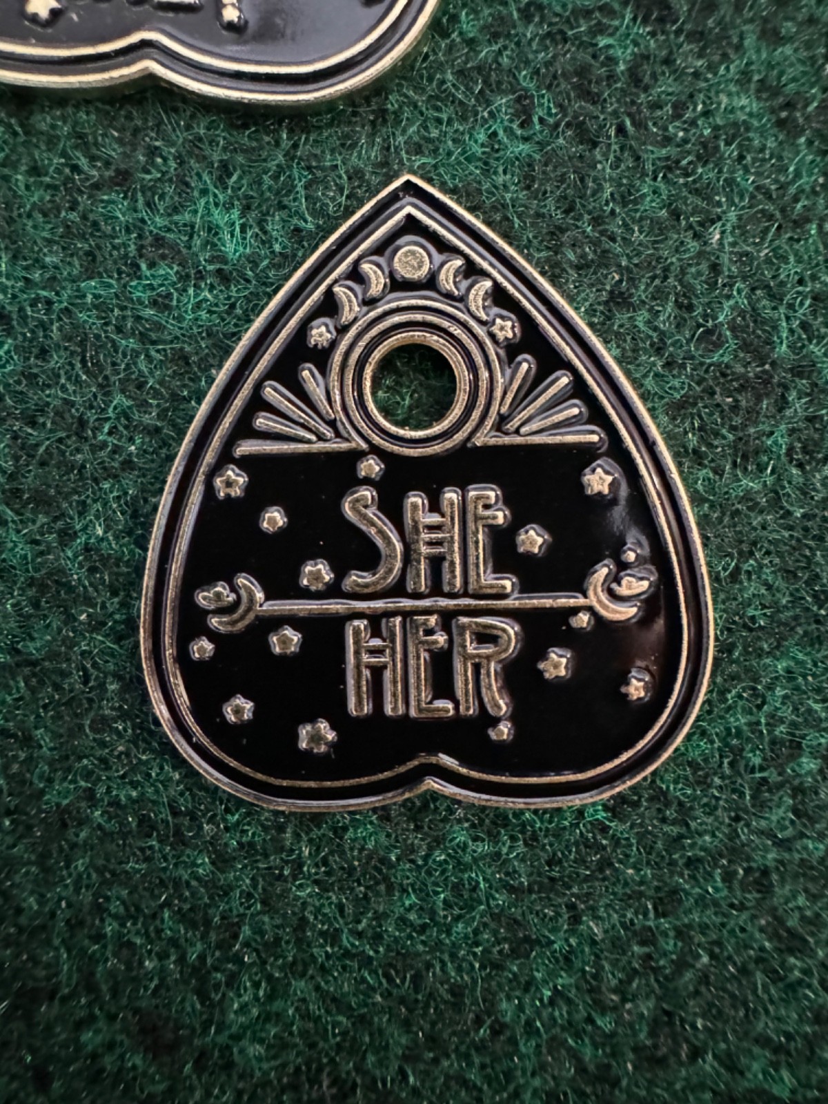 Ouija Planchette Pronoun Enamel Pins ~ She Her He Him They Them ~ Witchy Goth