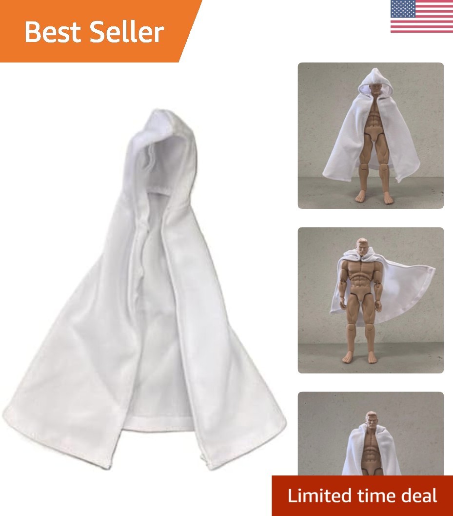 Elegant White Hooded Cape for 1/12 Scale Action Figures - 6\