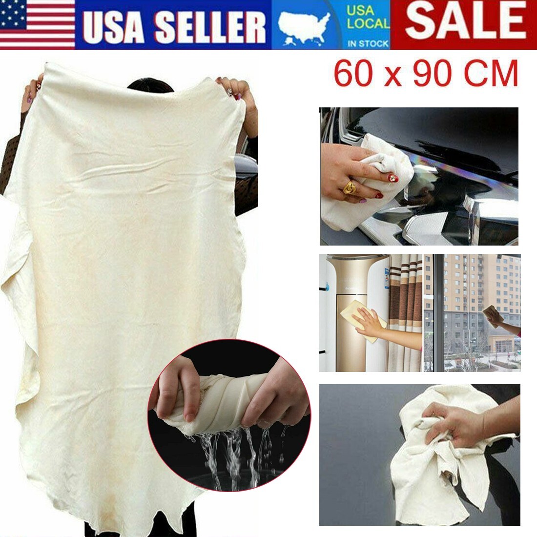 Natural Chamois Leather Car Cleaning Cloth Washing Absorbent Drying Shammy Towel