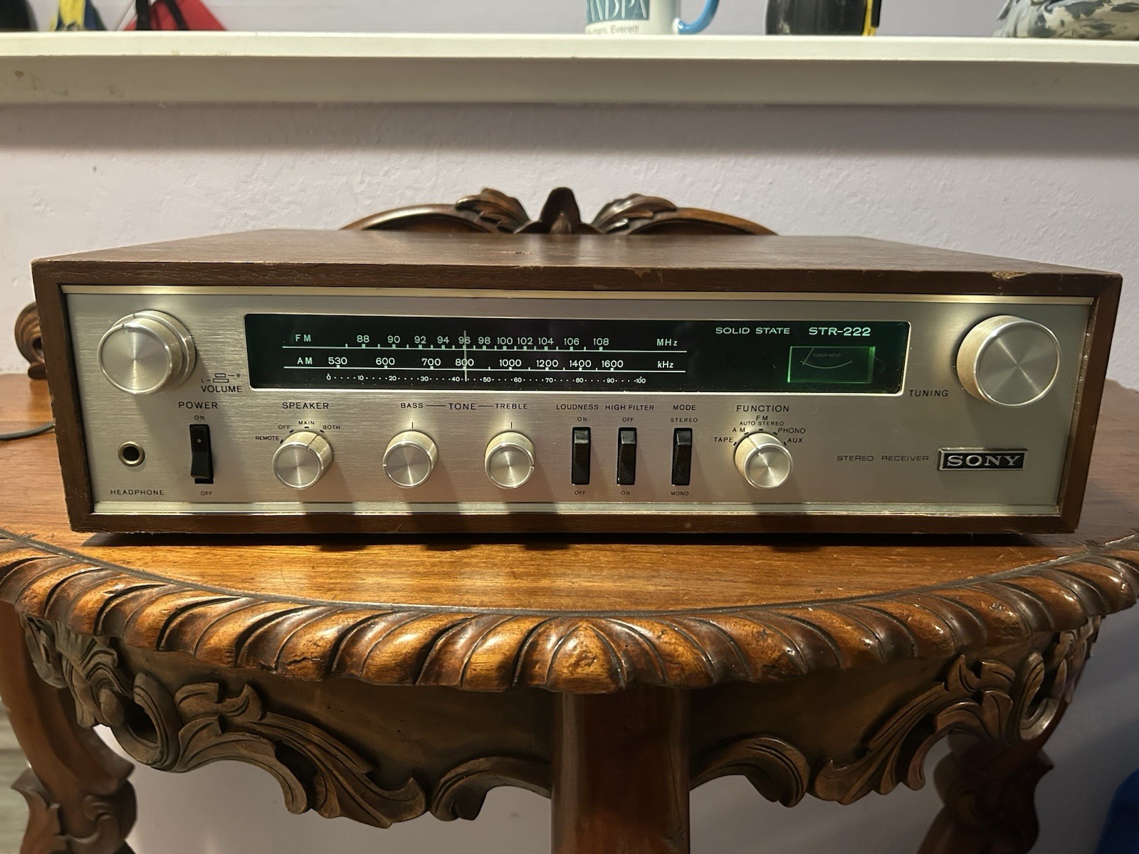 1970 Sony STR-222 Stereo Receiver in Wood Case - Tested powers on works