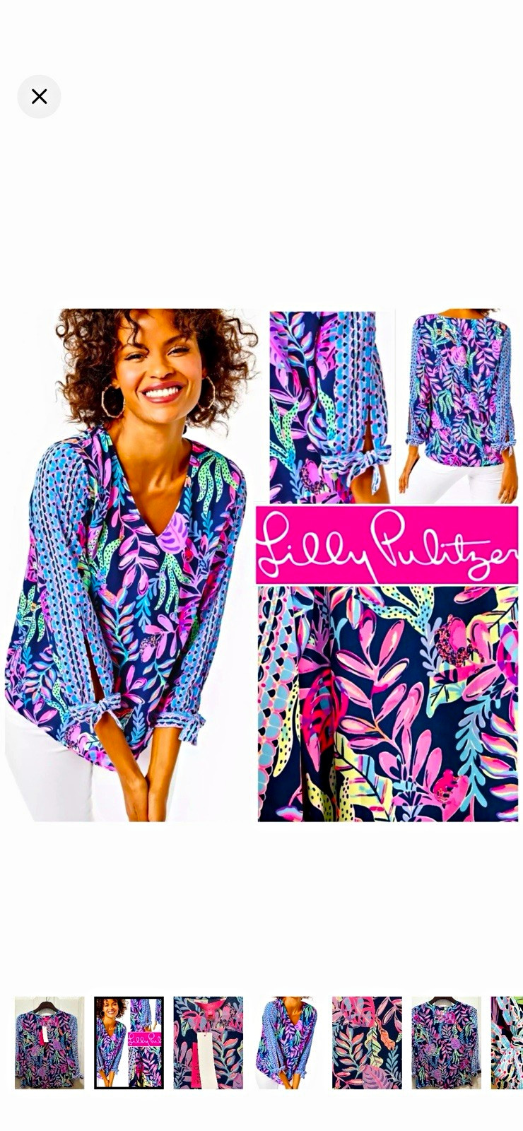 NWT XXS Lilly Pulitzer Pamala Top Oyster Bay Navy You’ve Been Spotted