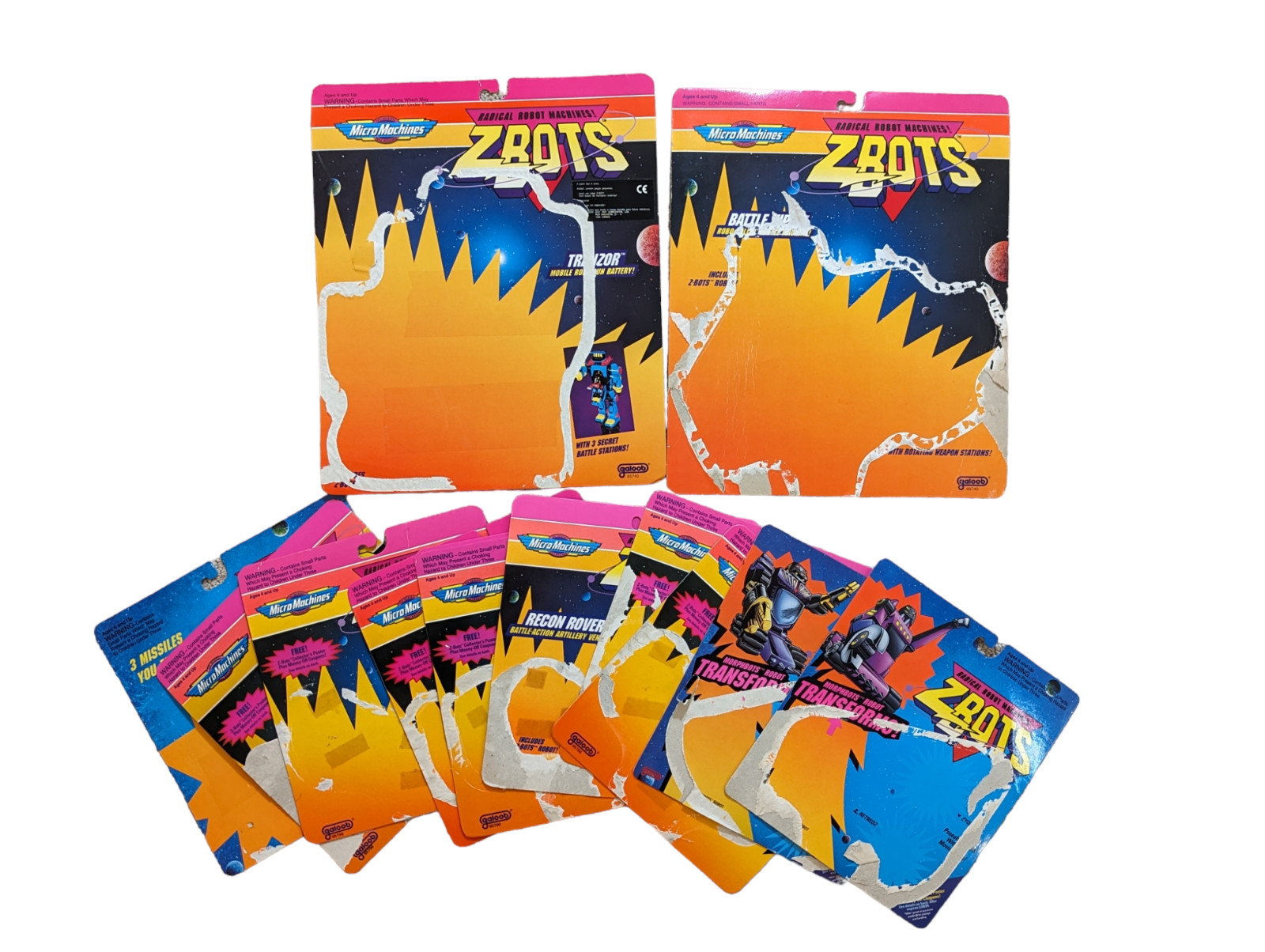 Lot of 13 Galoob Micro Machines Mini Z-Bots Cardback 1990s Action Figure Vintage