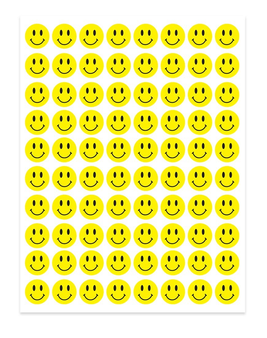 Happy Smiley Face Yellow Dot Stickers - 240 1/2-Inch,