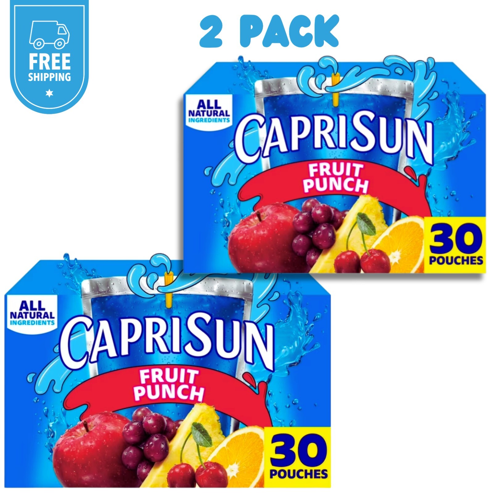 Capri Sun Fruit Punch, Strawberry Kiwi & Pacific Cooler Juice 30 ct Box, 6 fl oz