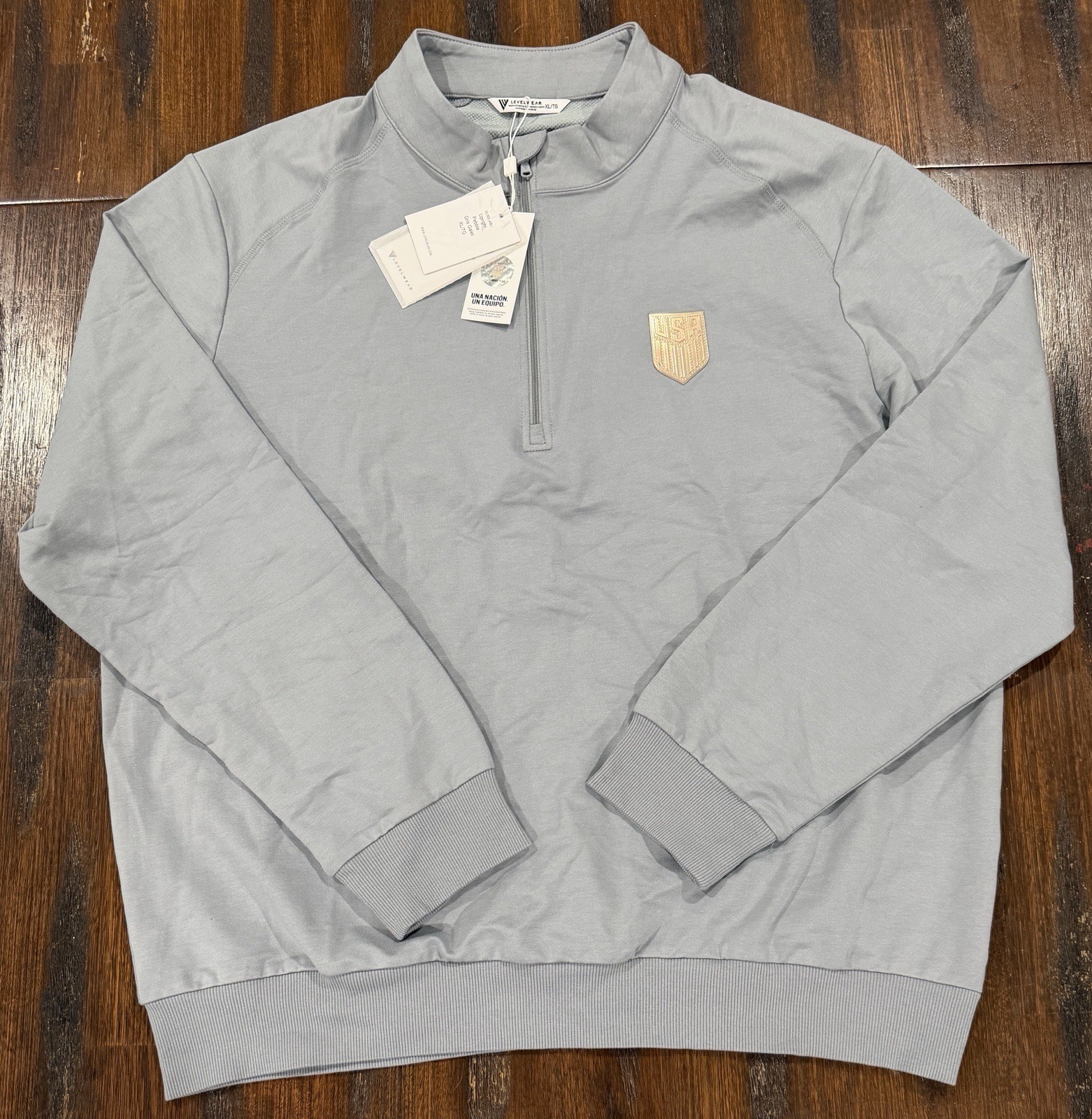 Men’s XL USMNT Levelwear Copper Upright Quarter-Zip Tri-Blend Fleece - Gray