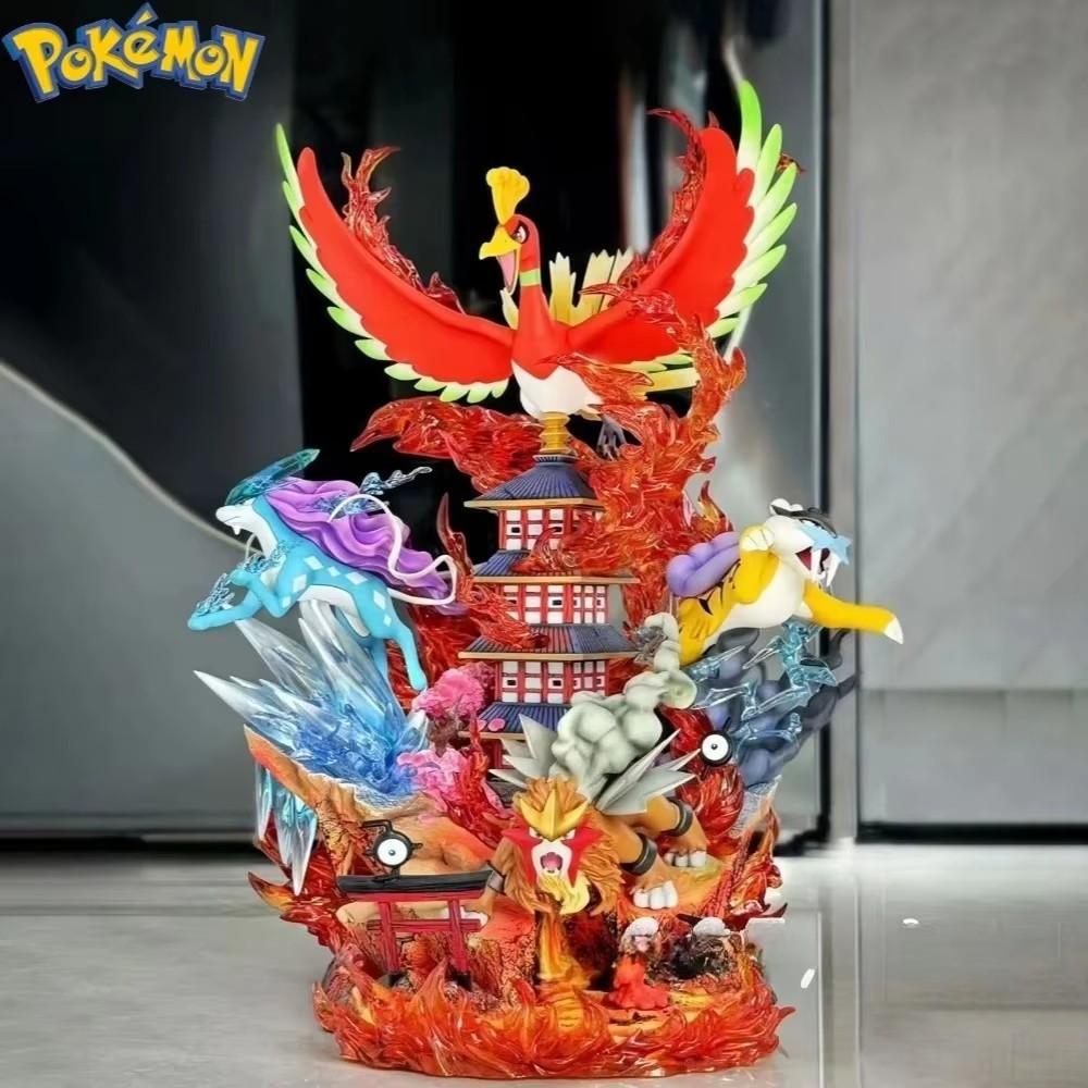 🔥 Pokemon Ho-Oh Raikou Suicune Entei Figure 38cm Resin Statue Anime Action Mode