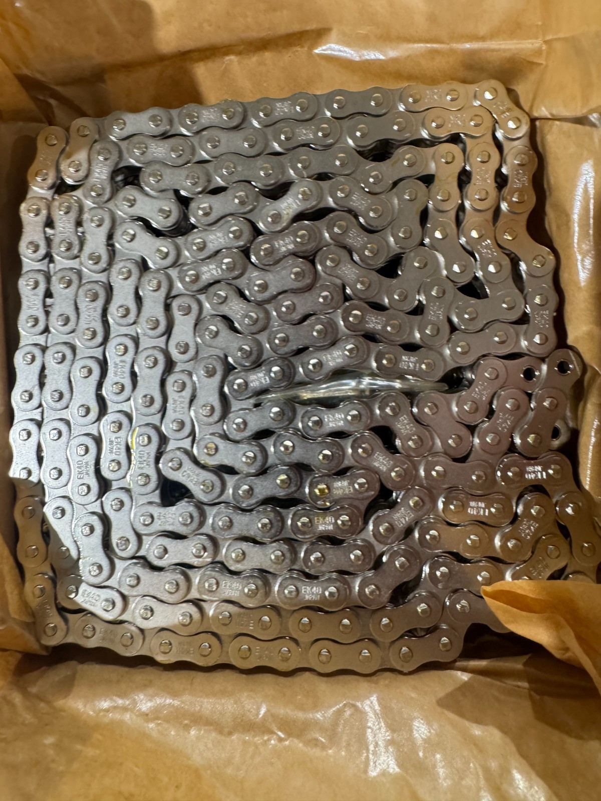 NEW ENUMA 10FT. ROLL STAINLESS ROLLER CHAIN 40-2 RIVET DOUBLE STRAND EK40-2NP