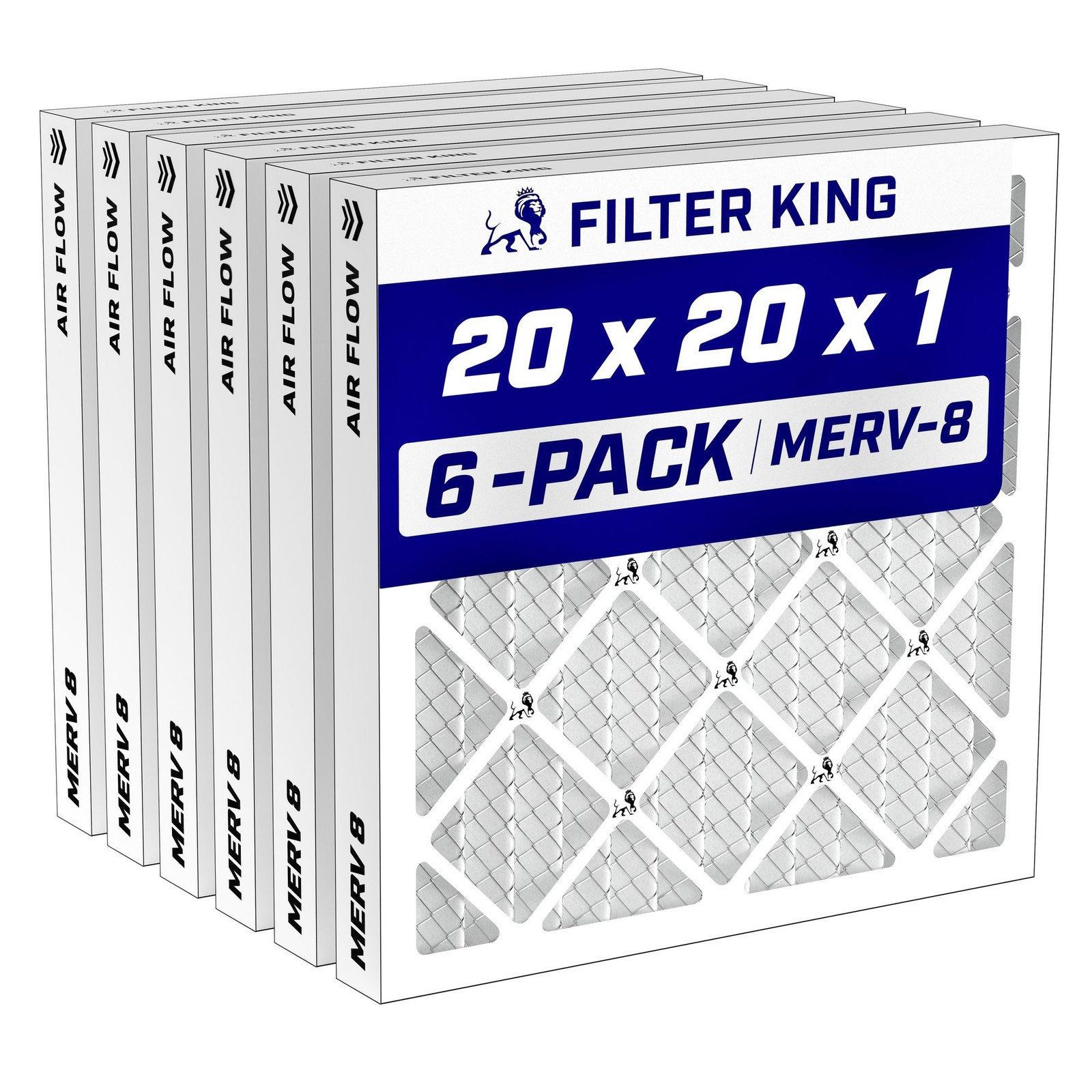Filter King 20x20x1 Air Filter MERV 8, AC Furnace Filters (6-Pack) Filter King 20x20x1 Air Filter MERV 8, AC Furnace Filters (6-Pack)