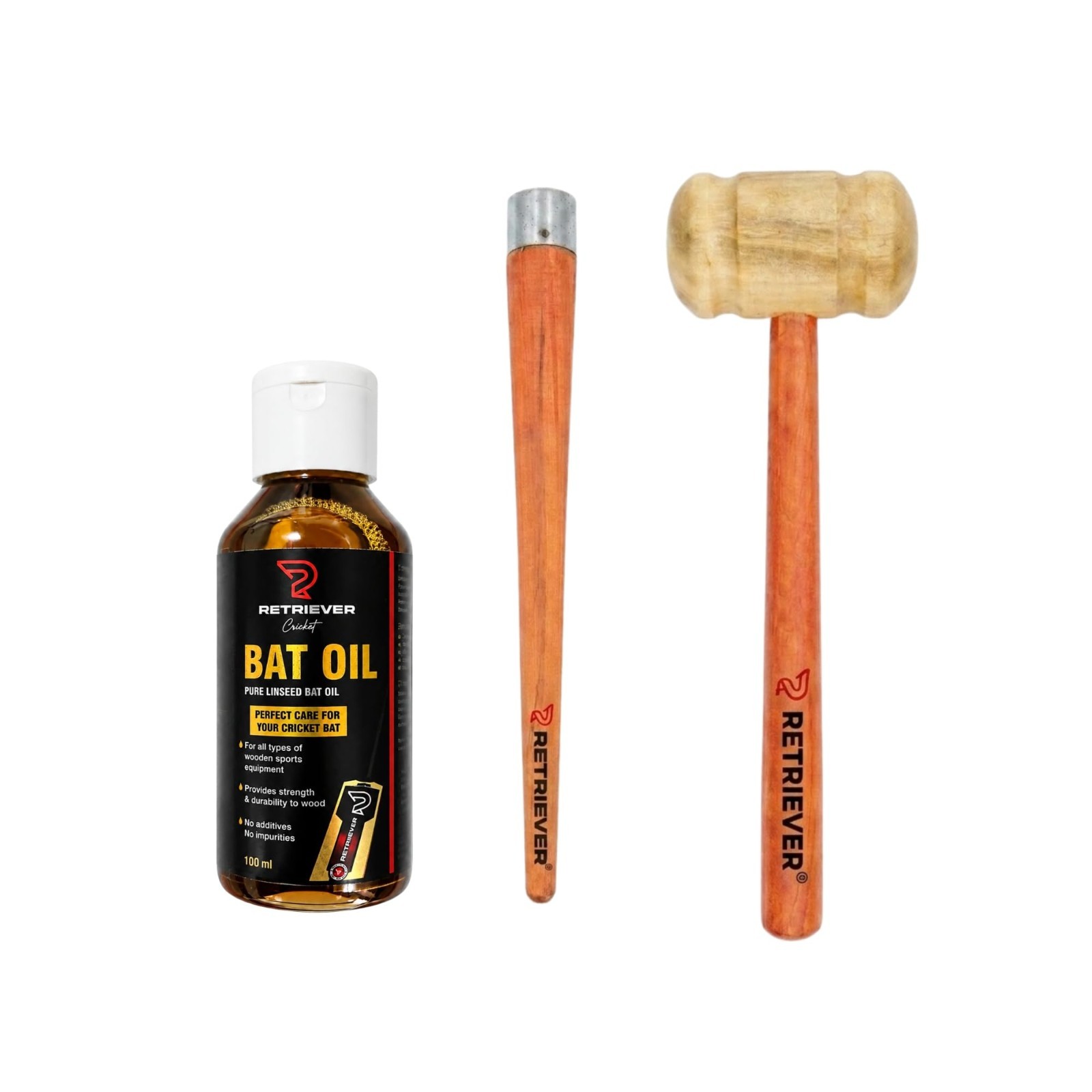 Genuine Cricket Batting Hammer (Mallet) 12, Cone 12, Oil 12, Premium quality.