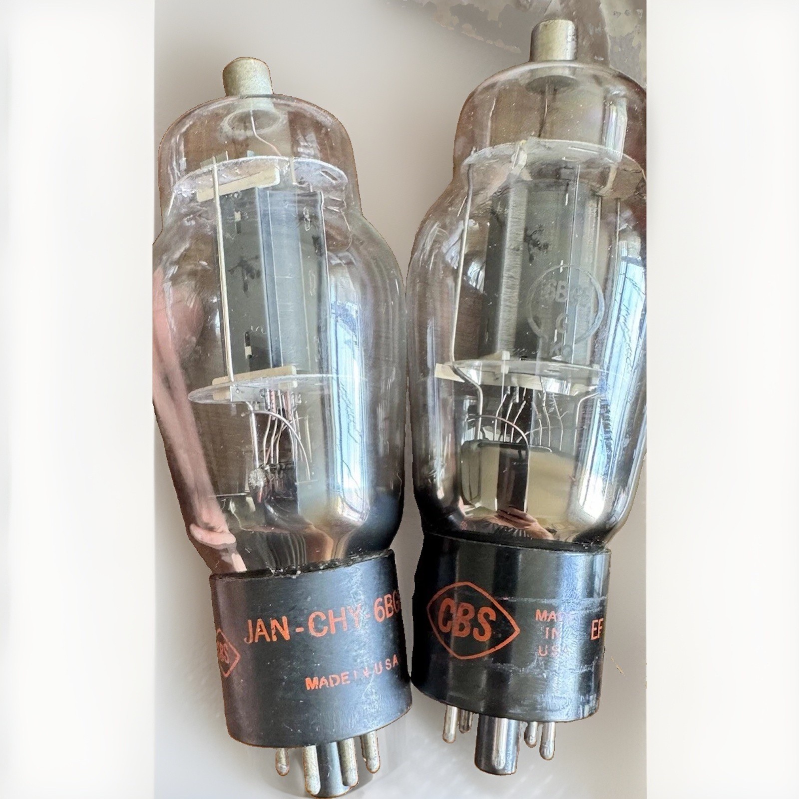 NOS Pair CBS JAN CHY 6BG6G DD GETTER Big Bottle  (6L6 Mod) Black Plates
