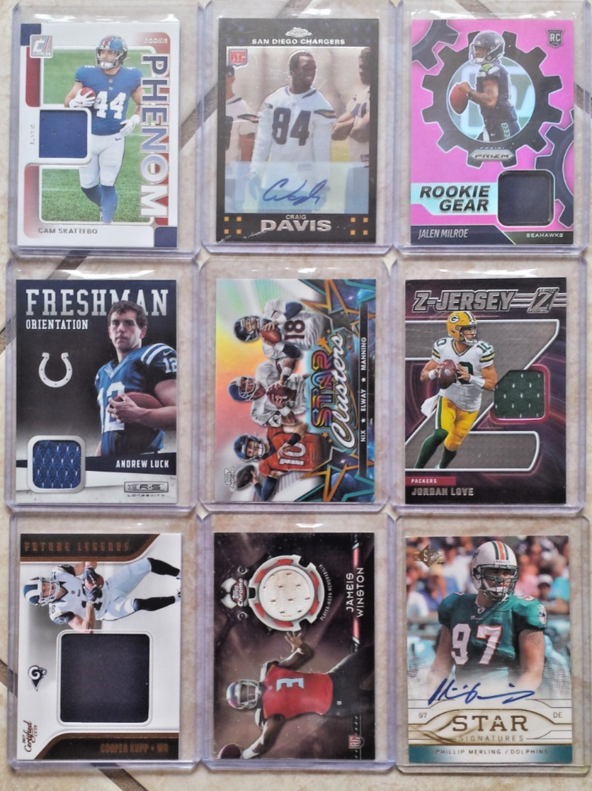 HUGE AUTO, GAME USED, ROOKIE, FOOTBALL CARD LOT LOADED