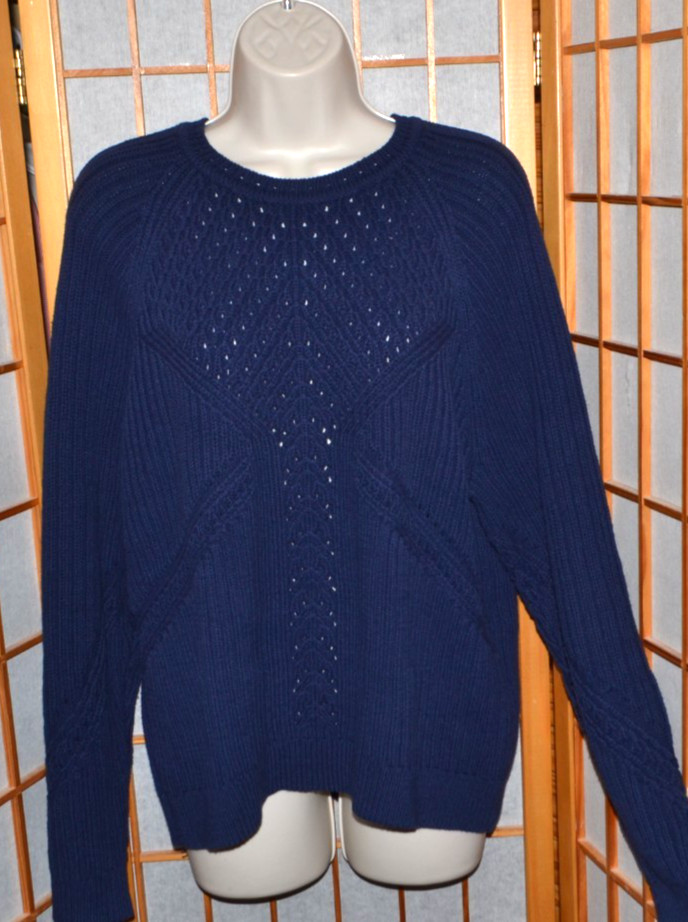 NWT Coldwater Creek $70 Navy Blue Ribbed Cotton Blend Sweater Sz. 1X NWT Coldwater Creek $70 Navy Blue Ribbed Cotton Blend Sweater Sz. 1X
