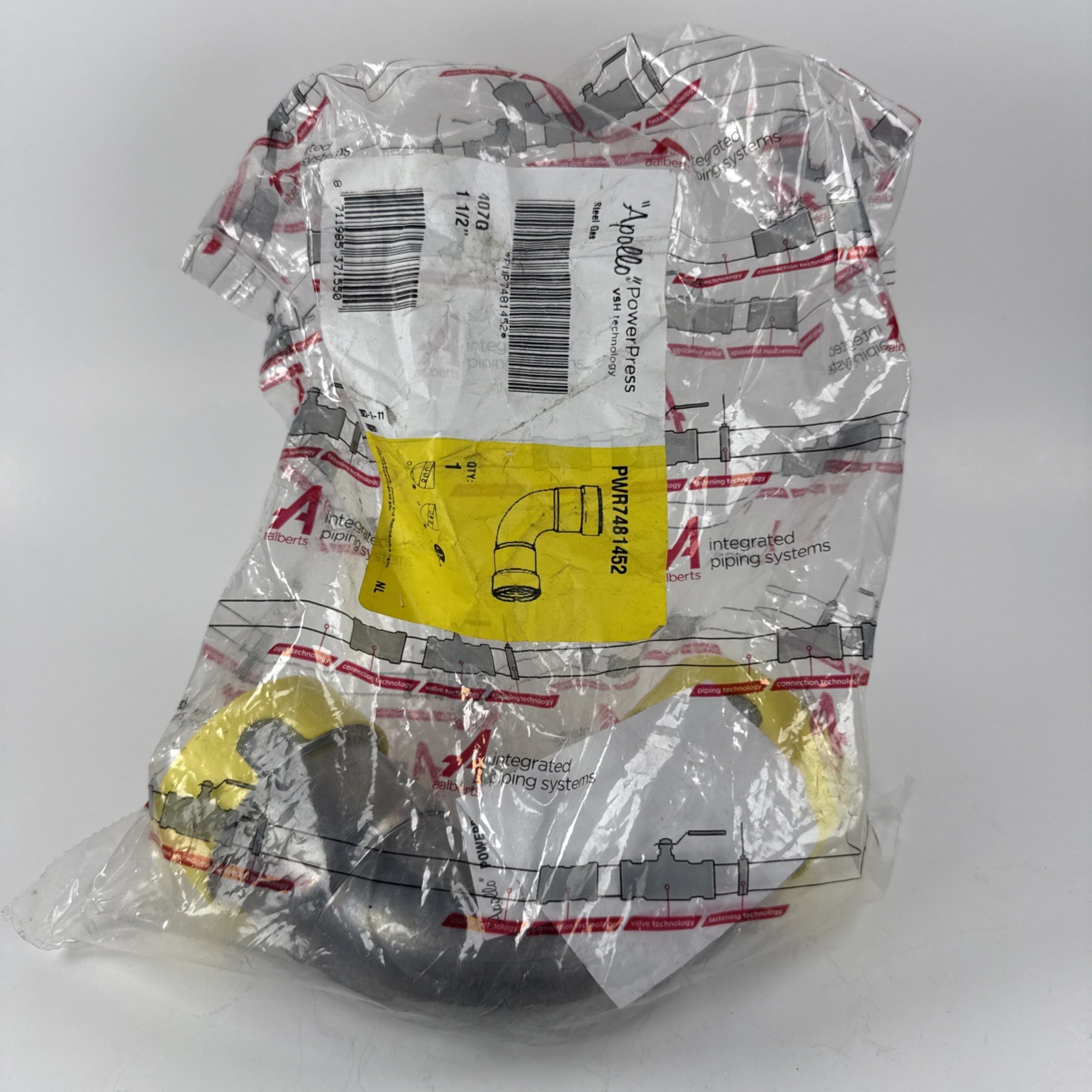 Apollo PowerPress Steel Gas PWR7481452 90 Degree Elbow Gas 407G FF 1-1/2\