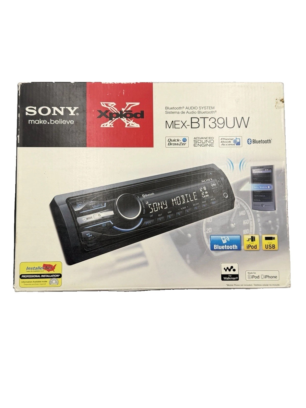 Sony Xplod MEX-BT39UW Brand New  FM/CD/MP3/Bluetooth