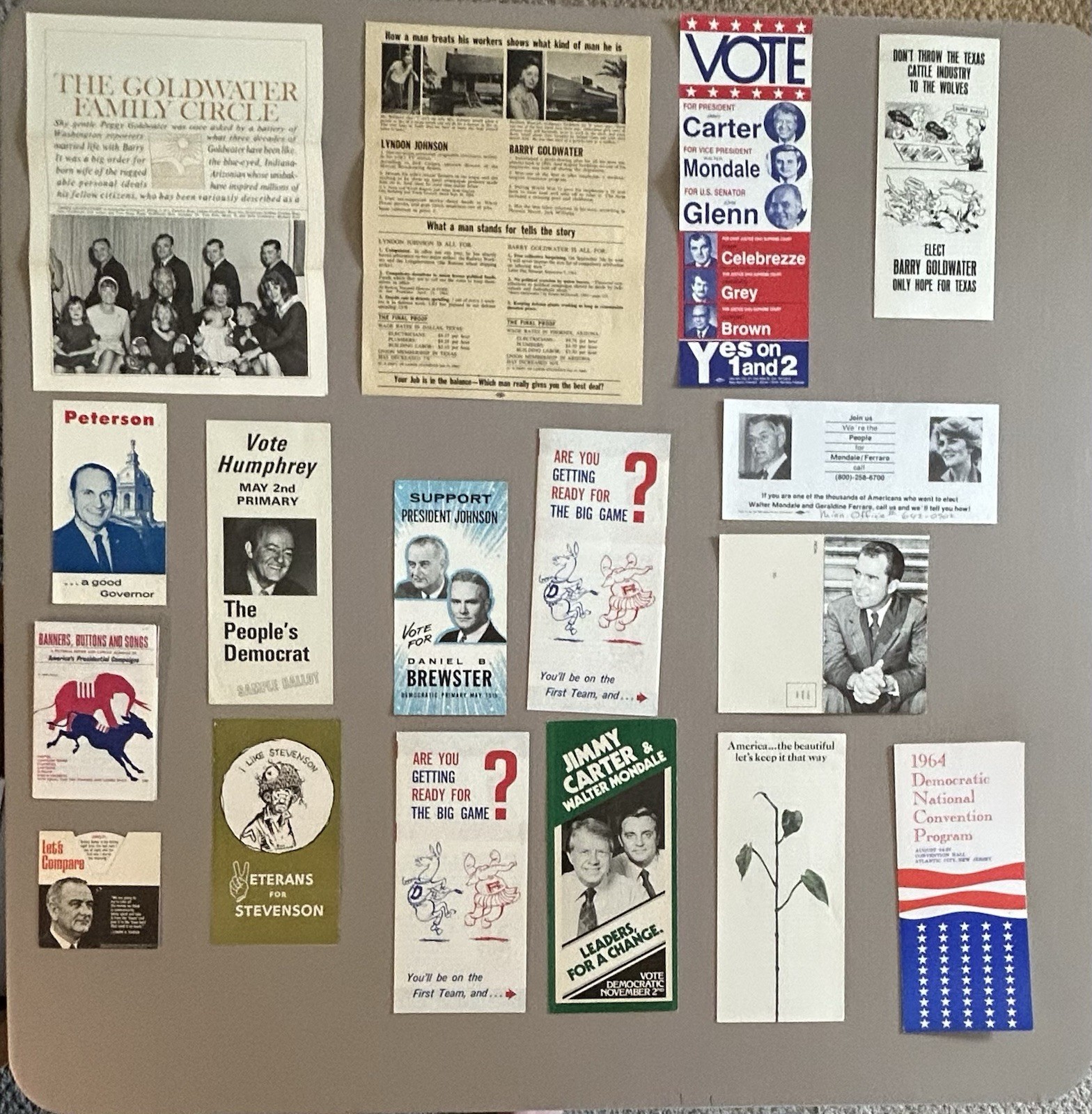 VTG Political Campaign Ephemera Lot 16 Pc 1964 DNC Program Goldwater Nixon+ More