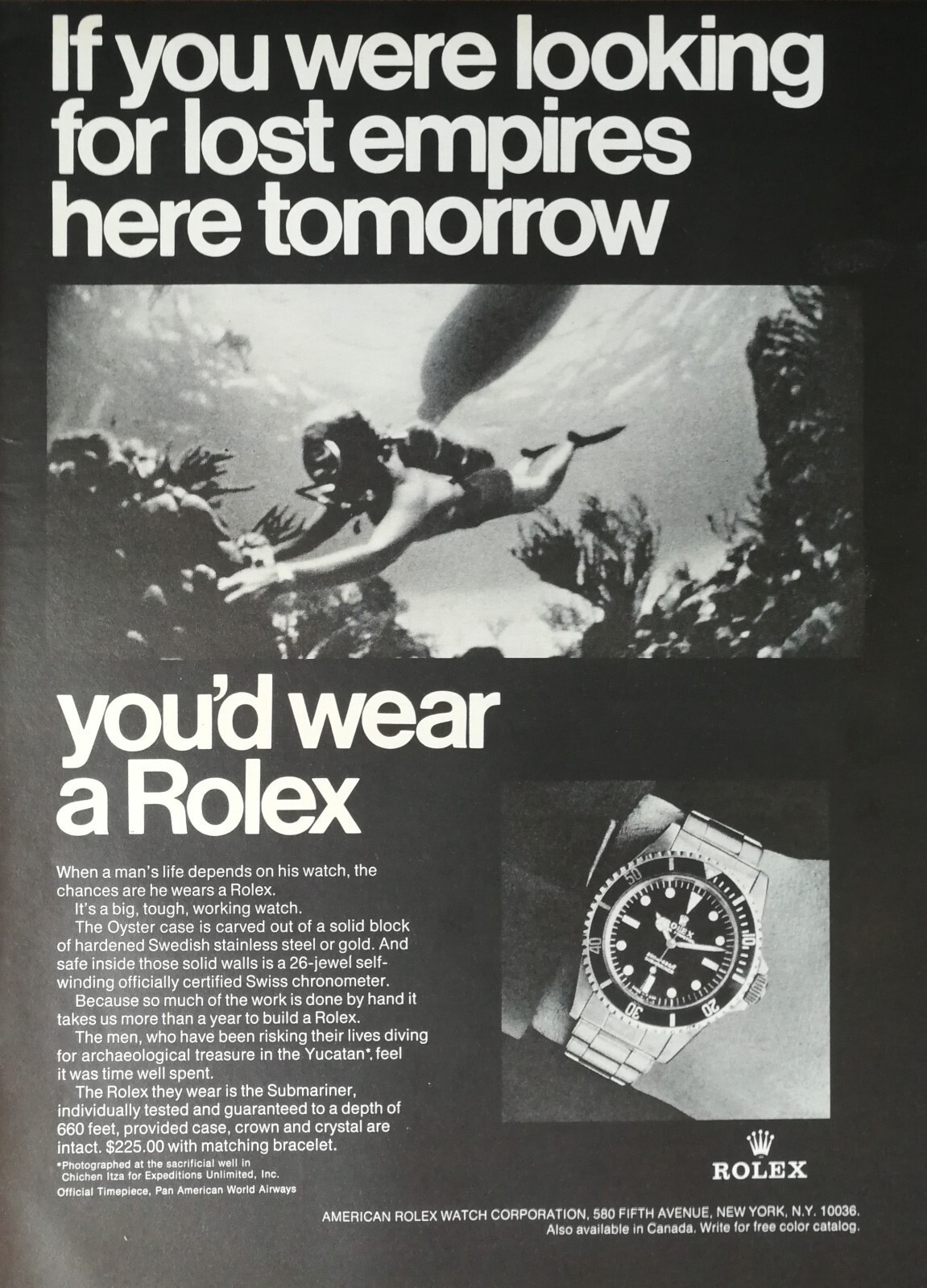 Vintage 1968 Rolex Date Submariner Watch Scuba Diver Full Page Original Ad Vintage 1968 Rolex Date Submariner Watch Scuba Diver Full Page Original Ad