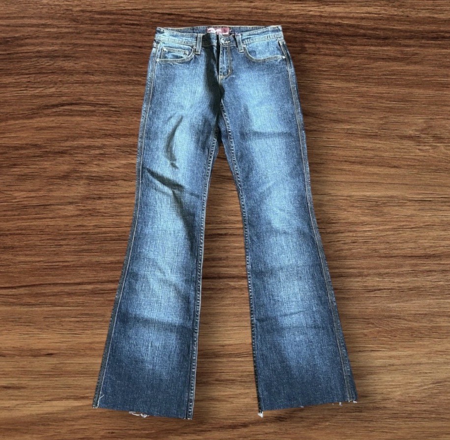 Denim Miss Vigoss Jeans Pant Stitch Straight Leg Stretch Distressed Women Sz 5/6