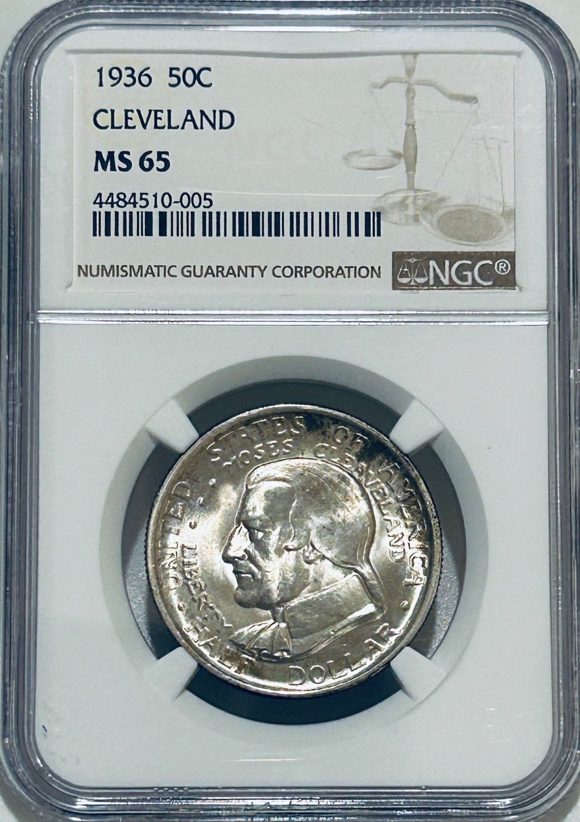1936 P Cleveland Silver Half Dollar NGC MS65 Mintage of Only 50,030 1936 P Cleveland Silver Half Dollar NGC MS65 Mintage of Only 50,030
