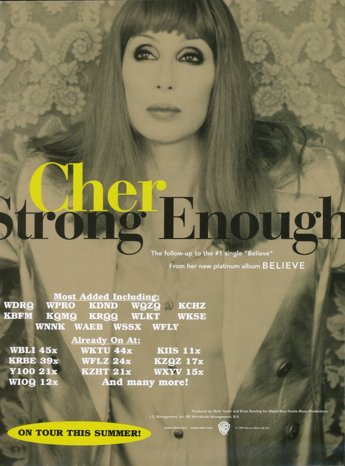 CHER STRONG ENOUGH 1999 Original Promo Trade Ad 8.5x11 Rare Music Memorabilia