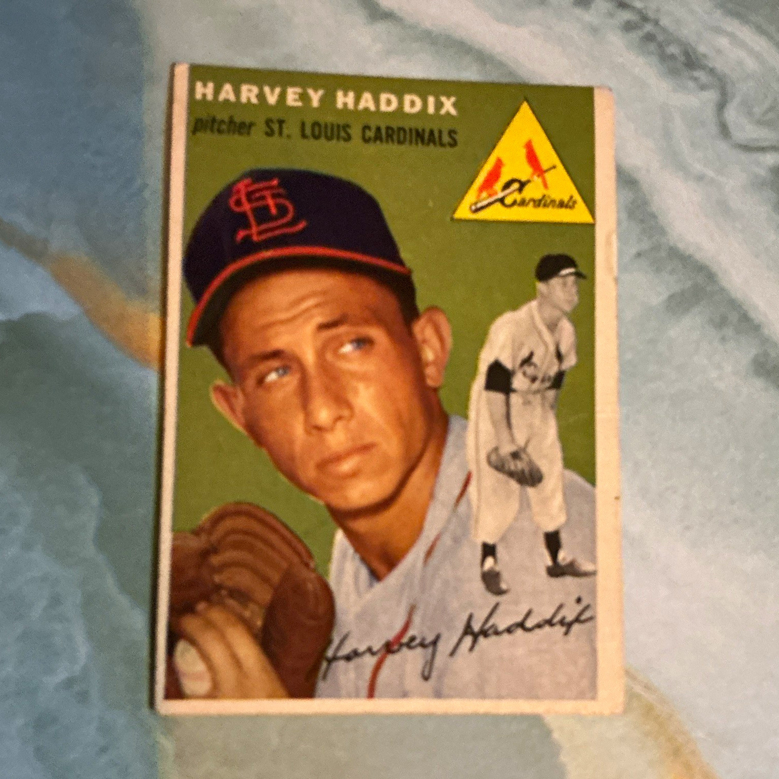 Topps 1954 Harvey Haddix #9 Gray Back St. Louis Cardinals MLB Baseball Card